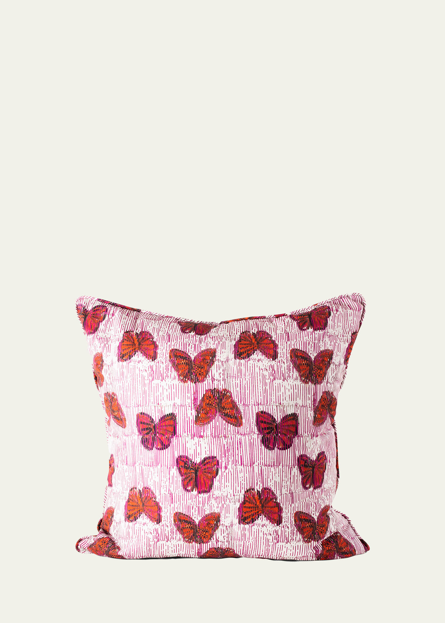 Hunt Slonem Pretty In Pink Butterflies Pillow, 22" In Multi