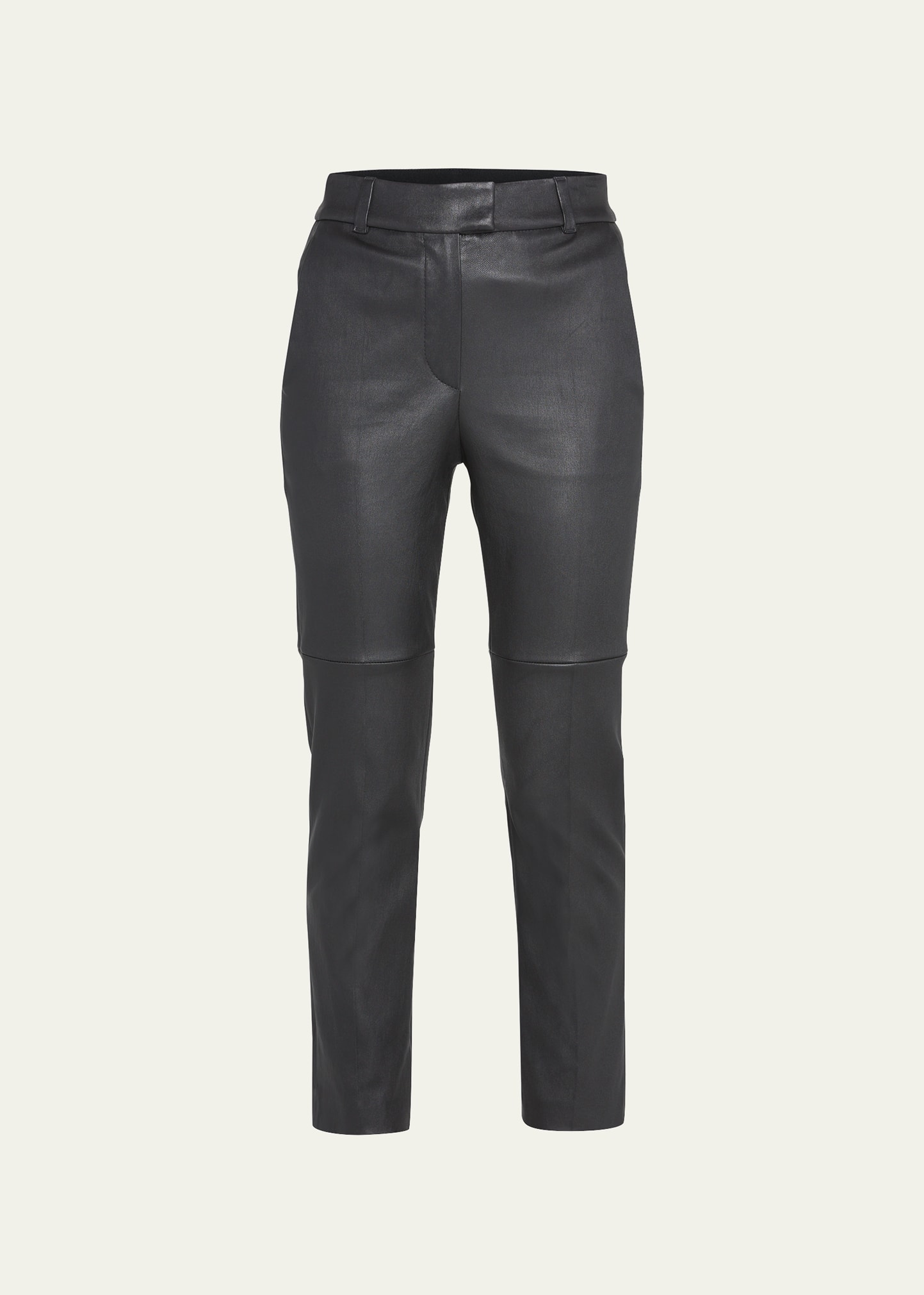 Brunello Cucinelli Napa Leather Skinny-leg Trousers In C200 Black