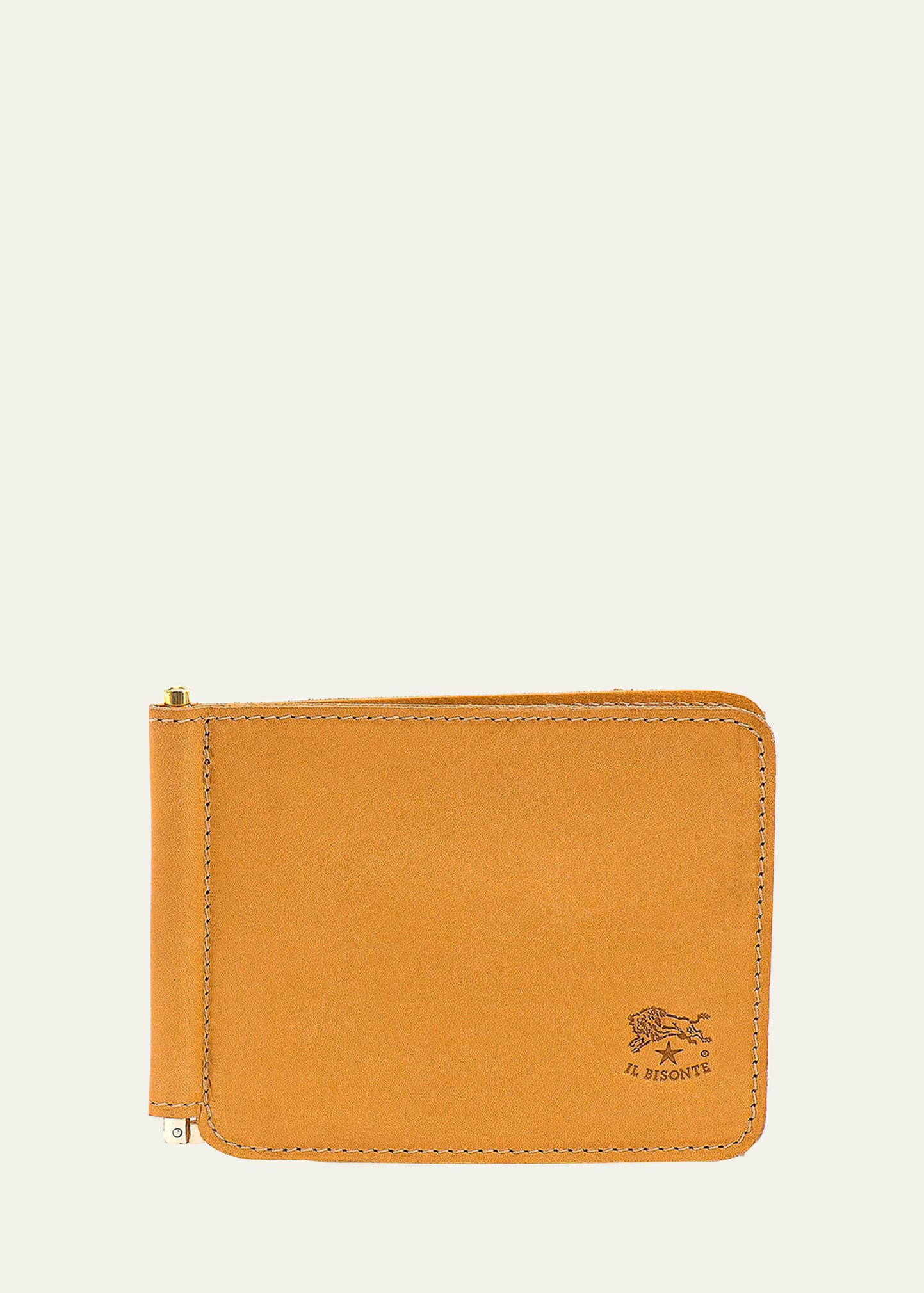 Shop Il Bisonte Men's Leather Bifold Wallet W/ Money Clip In Vintage Natural
