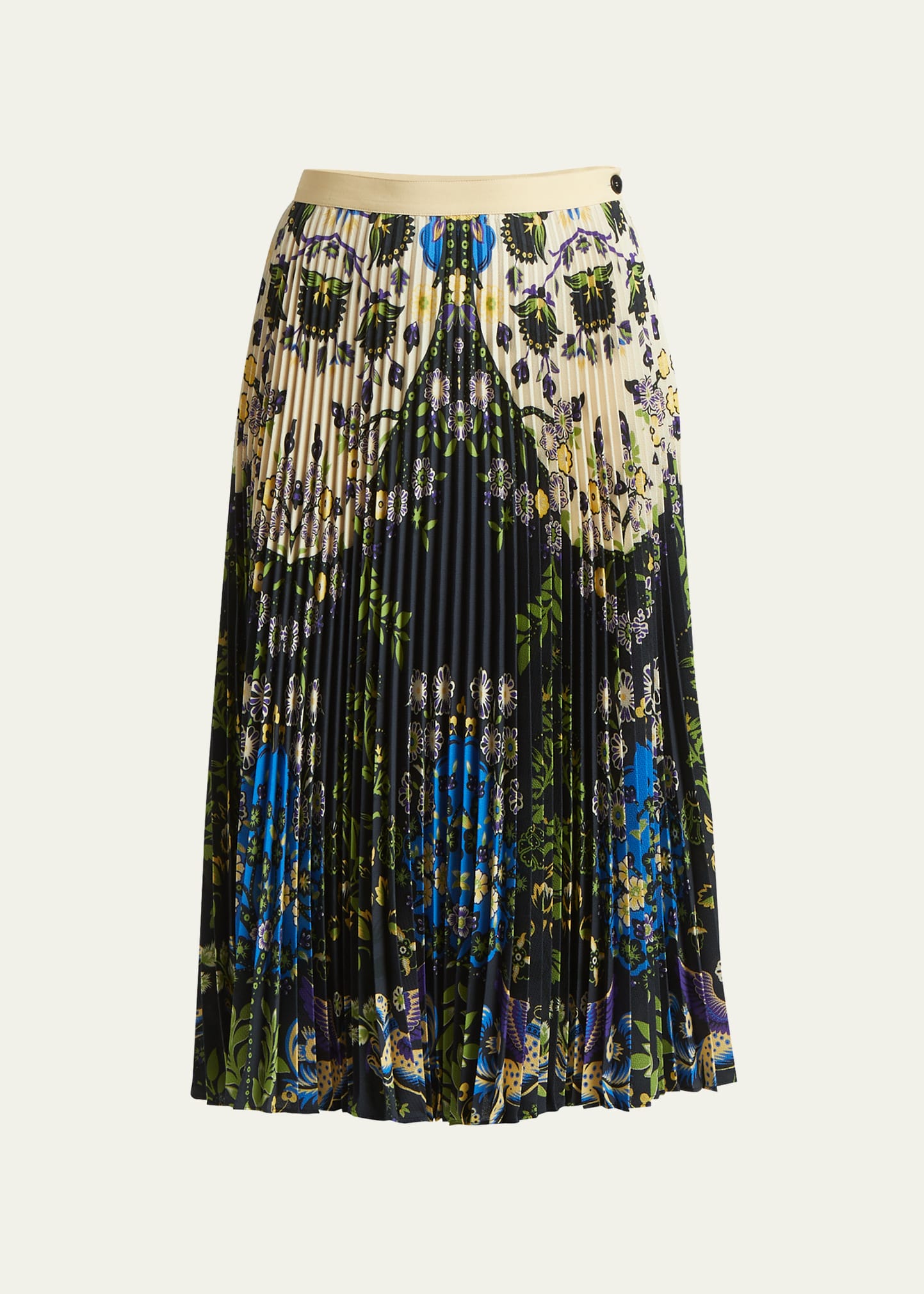 Etro New Orleans Floral-print Pleated Midi Skirt In Black
