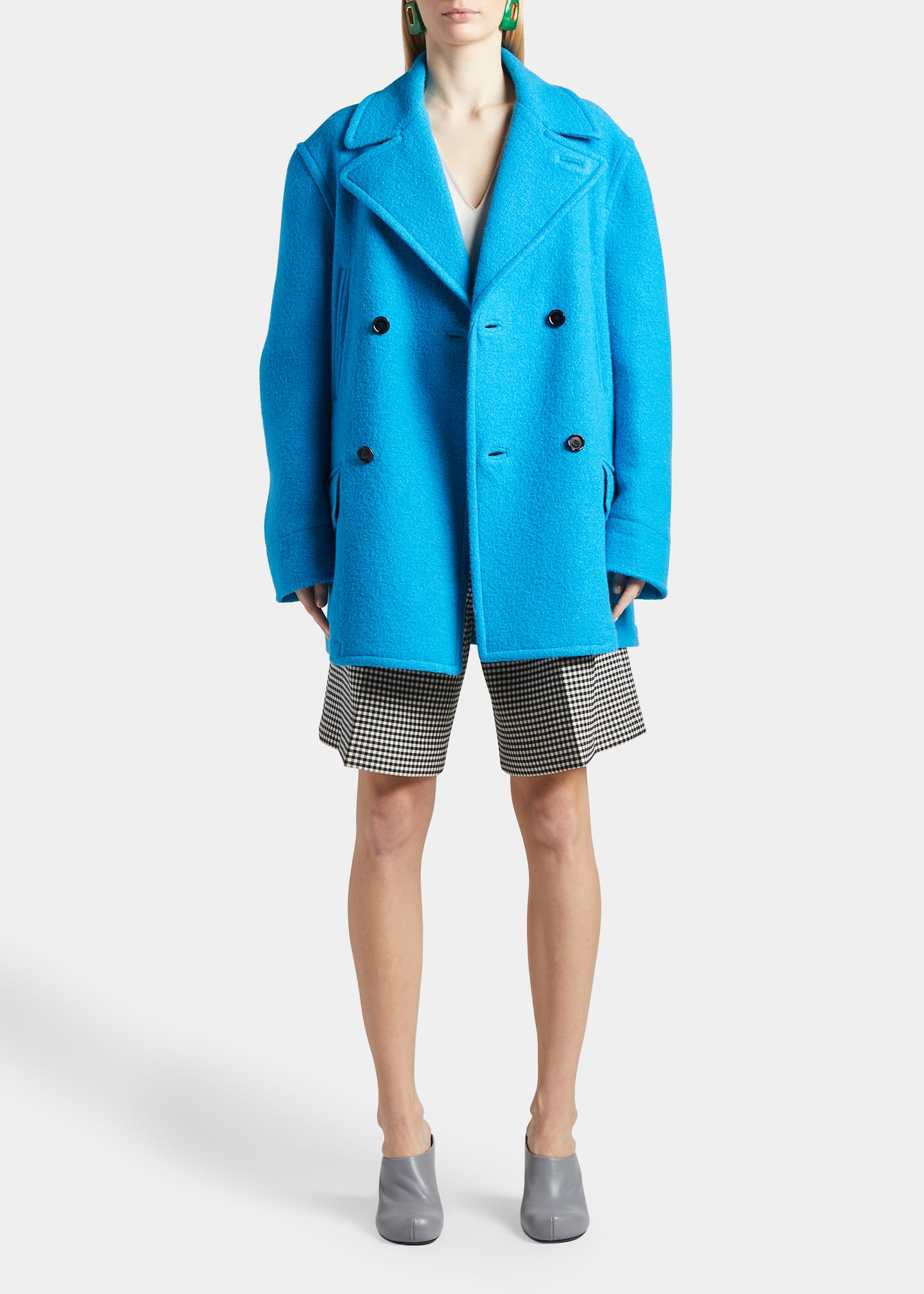 Marni Double-breasted Virgin Wool Peacoat In Blue