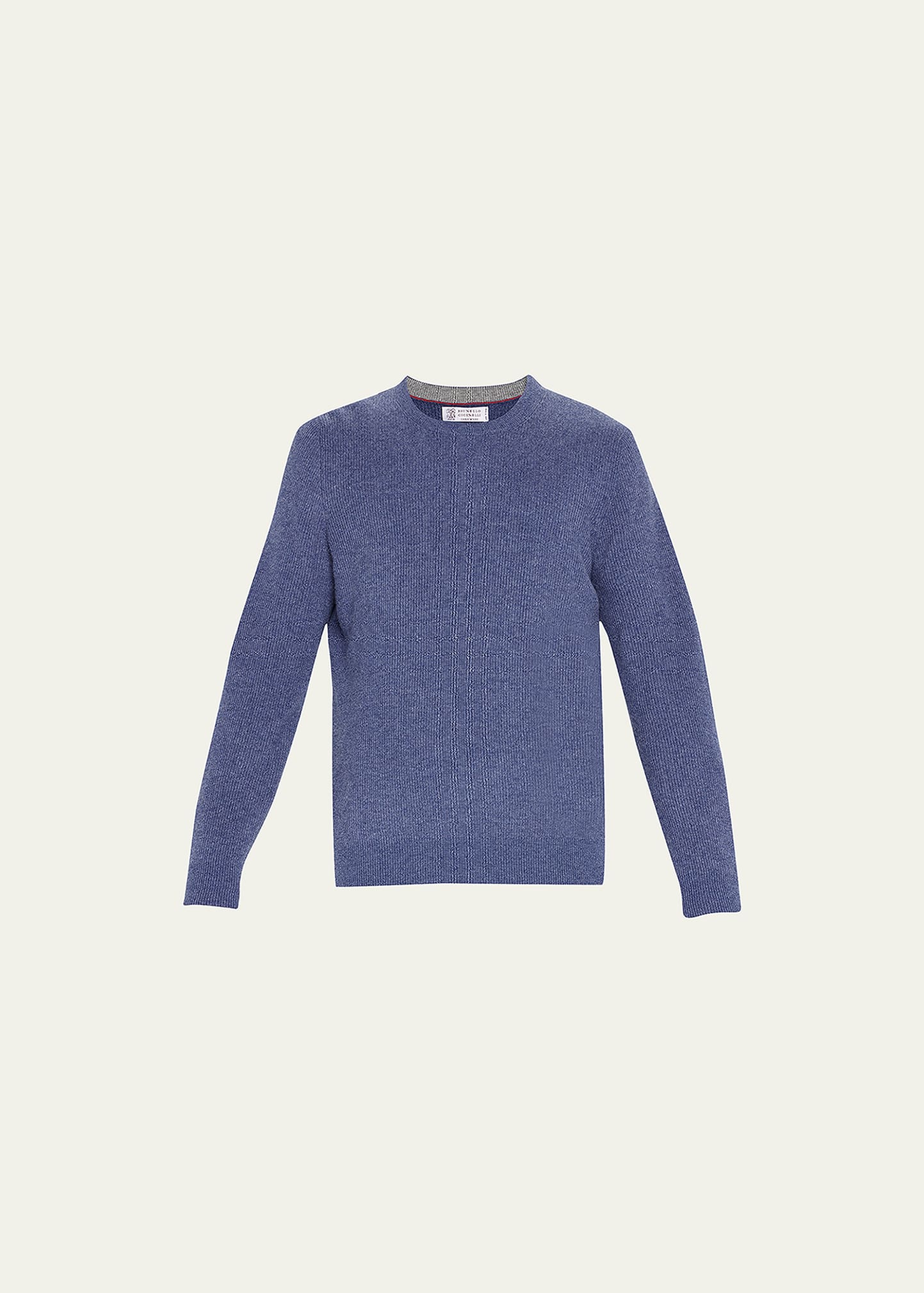 Brunello Cucinelli Men's Cashmere Rib-knit Crewneck Sweater In Cloud