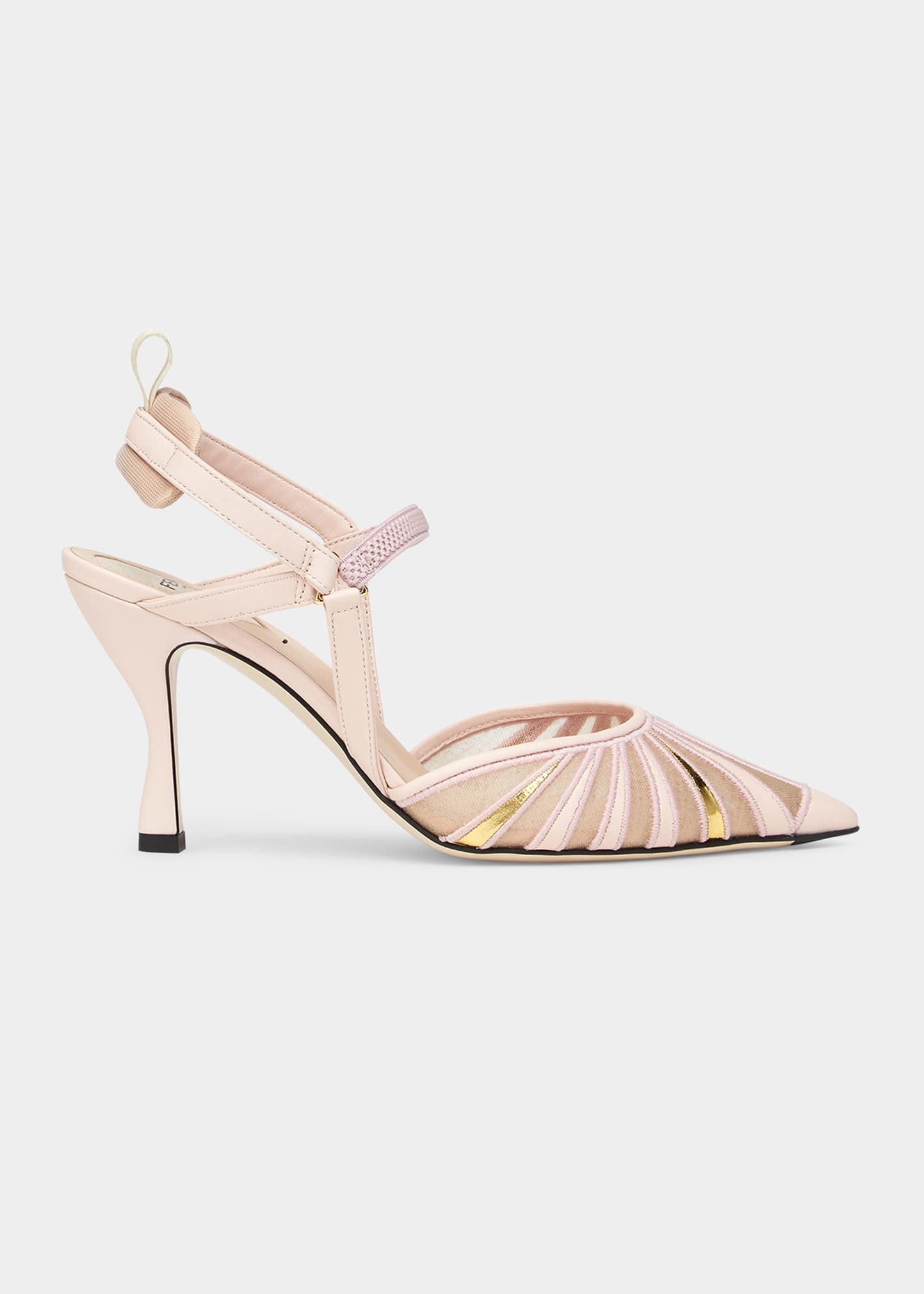 FENDI COLIBRI METALLIC MESH SLINGBACK PUMPS