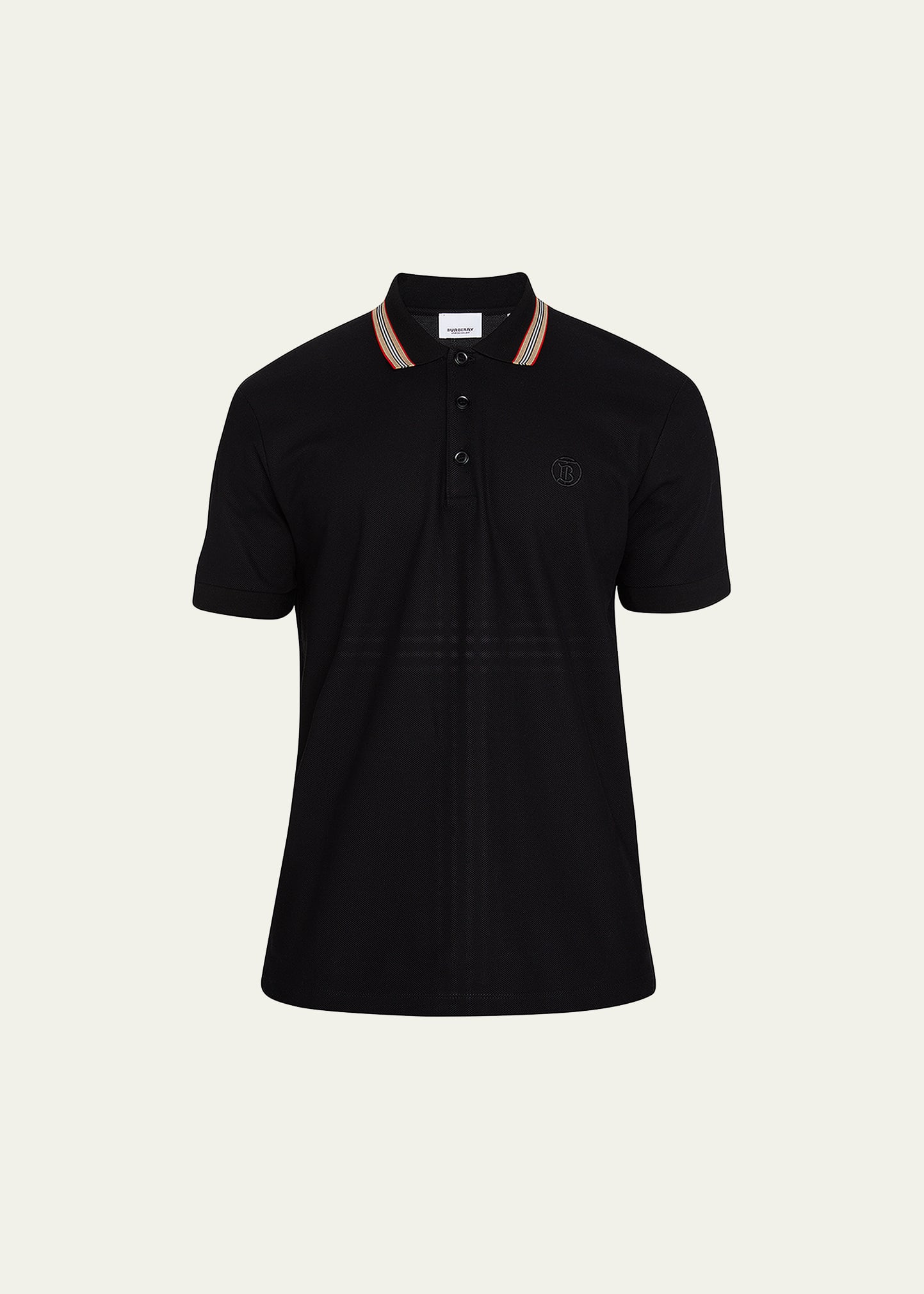 Shop Burberry Men's Pierson Icon Stripe Polo Shirt In Black