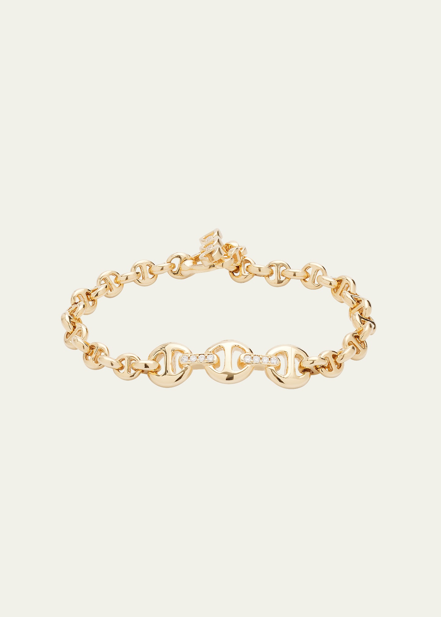 ID Bracelet in 18K Gold with Diamond Bridges and Toggle