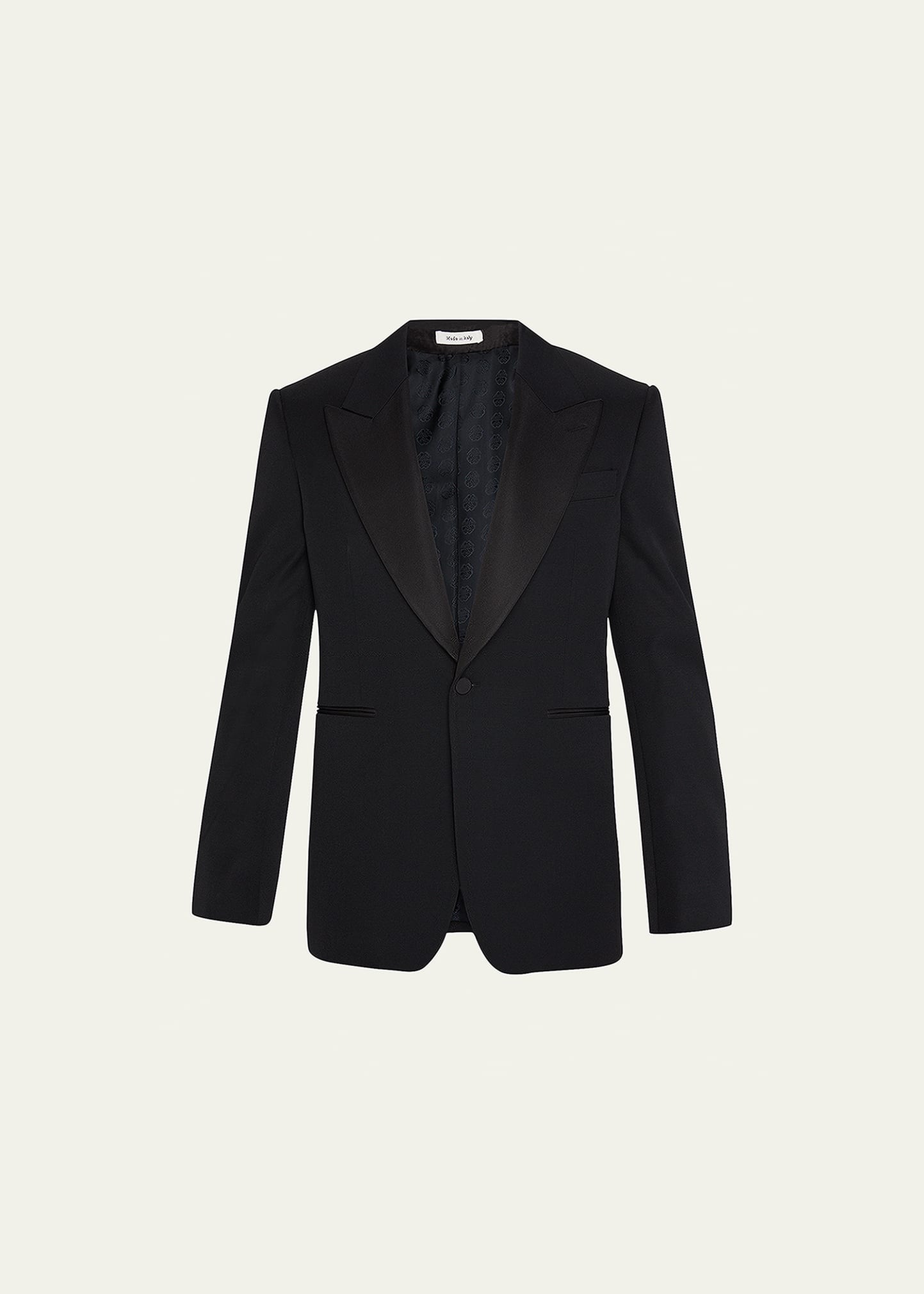 Alexander Mcqueen Men's Large Peak-lapel Tuxedo Jacket In Black