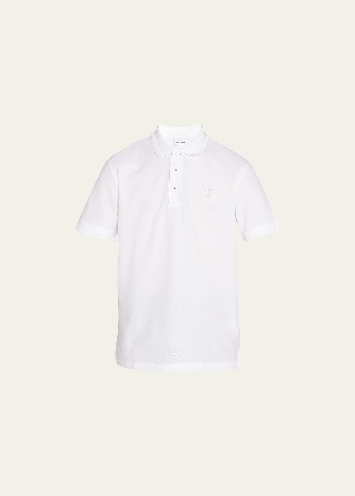 Shop Burberry Men's Eddie Tb Polo Shirt In White