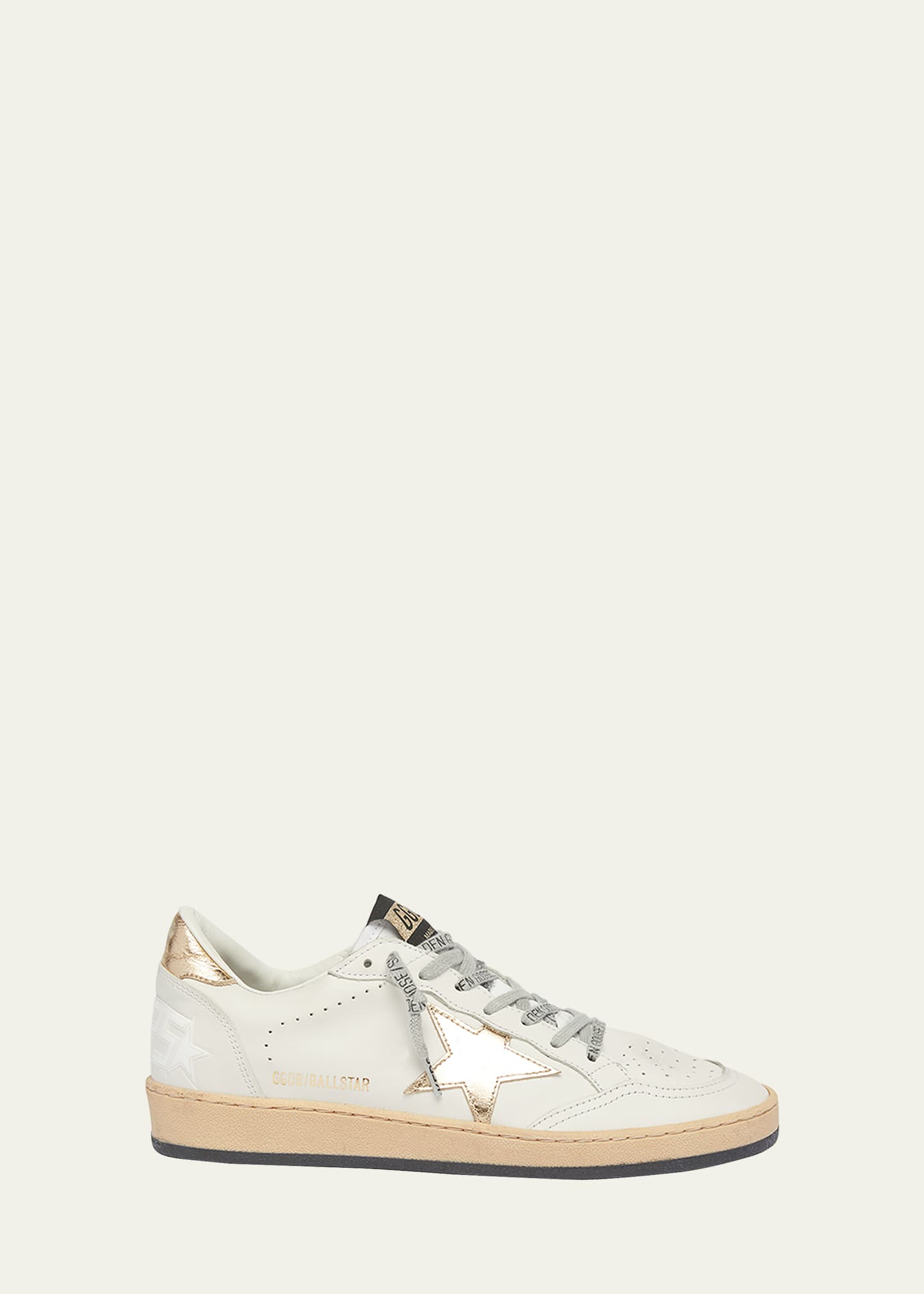 Shop Golden Goose Ballstar Mixed Leather Low-top Sneakers In Milk/gold