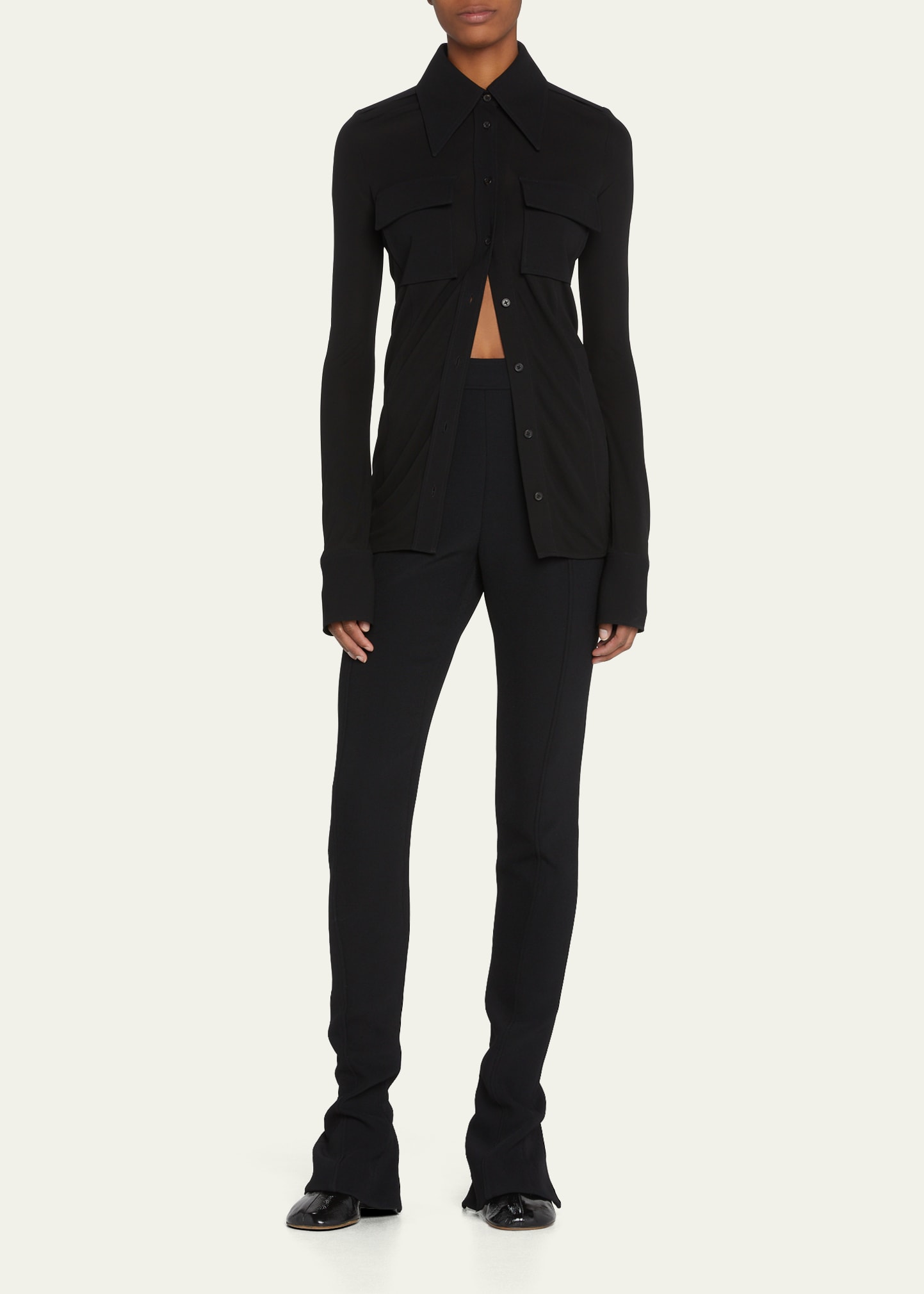 Proenza Schouler Bi-stretch Crepe Slim Trousers In Black