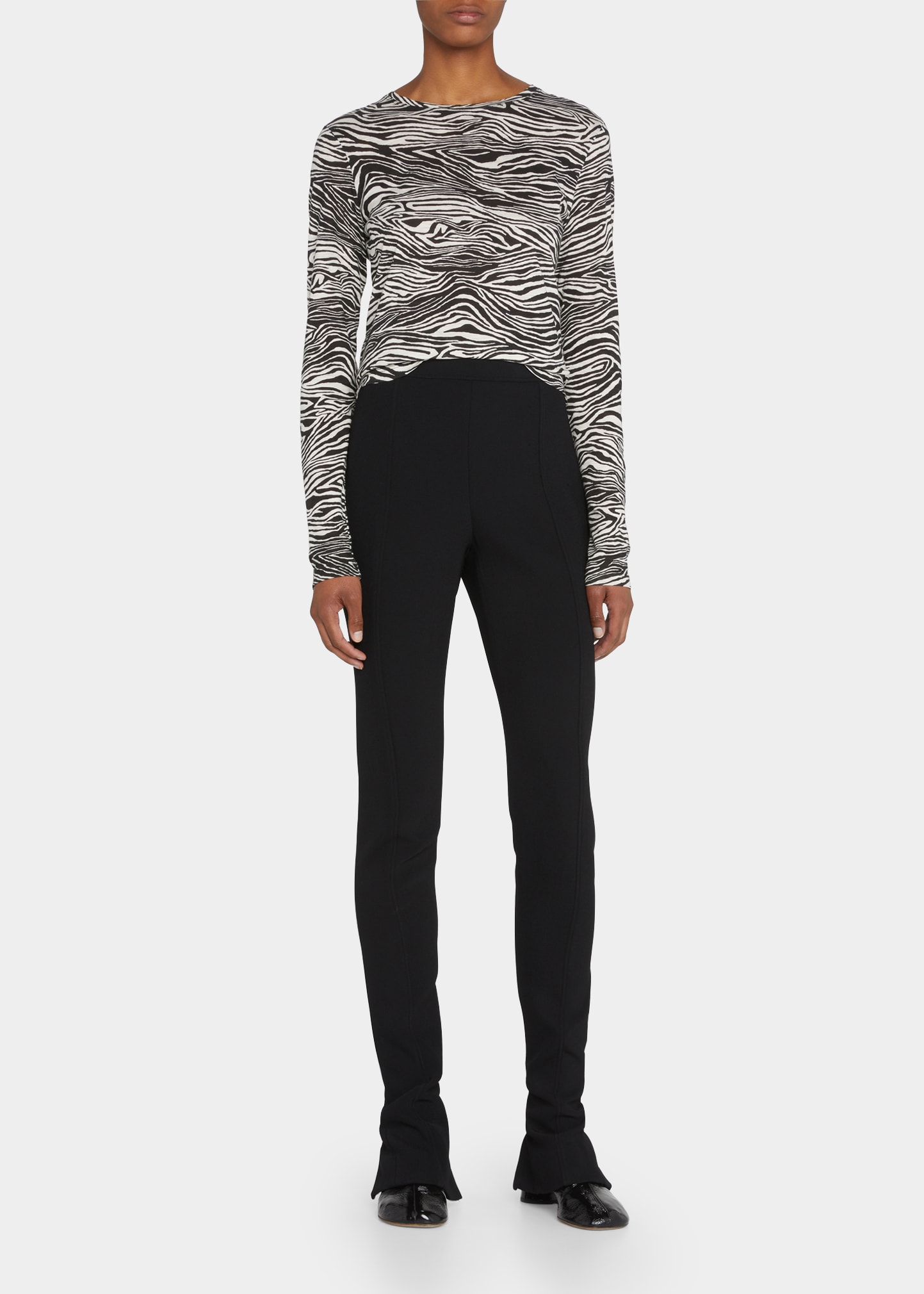 Shop Proenza Schouler Zebra Print Long-sleeve T-shirt In Ecrublack