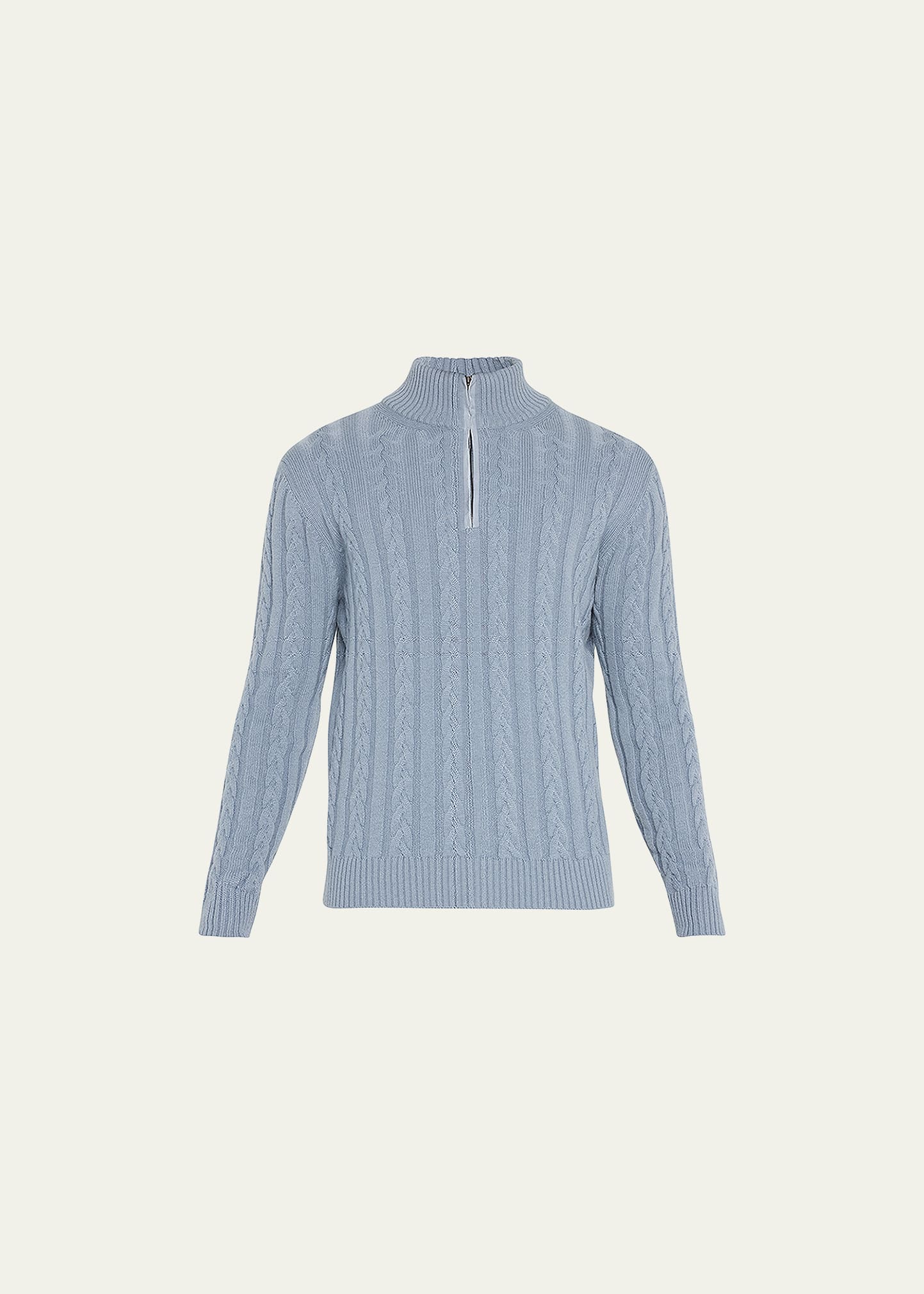 Bergdorf Goodman Men's Half-zip Cashmere Knit Sweater In Lt Blue
