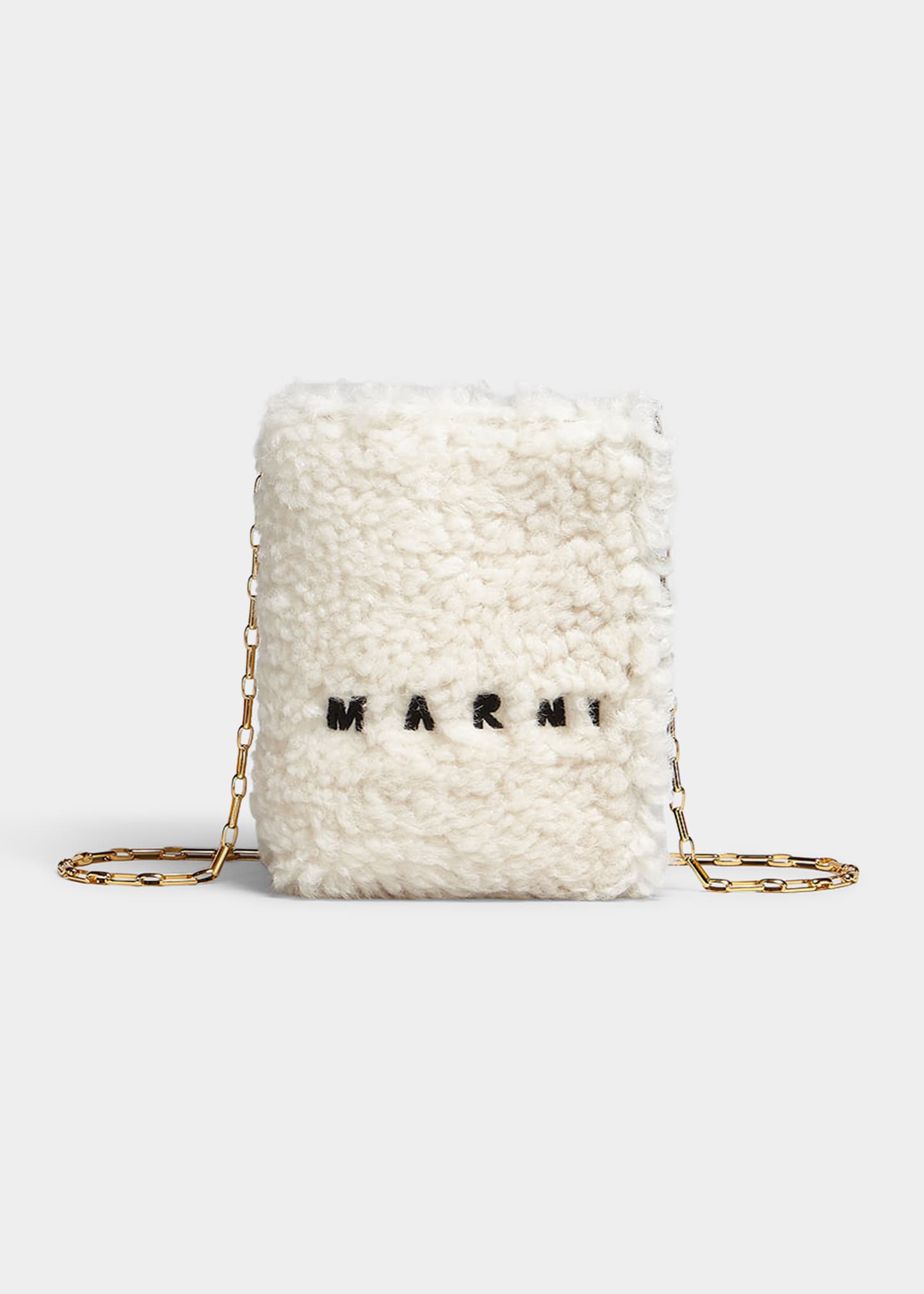 Marni Babies' Museo Nano Faux Fur Crossbody Bag In Zo186 White Black