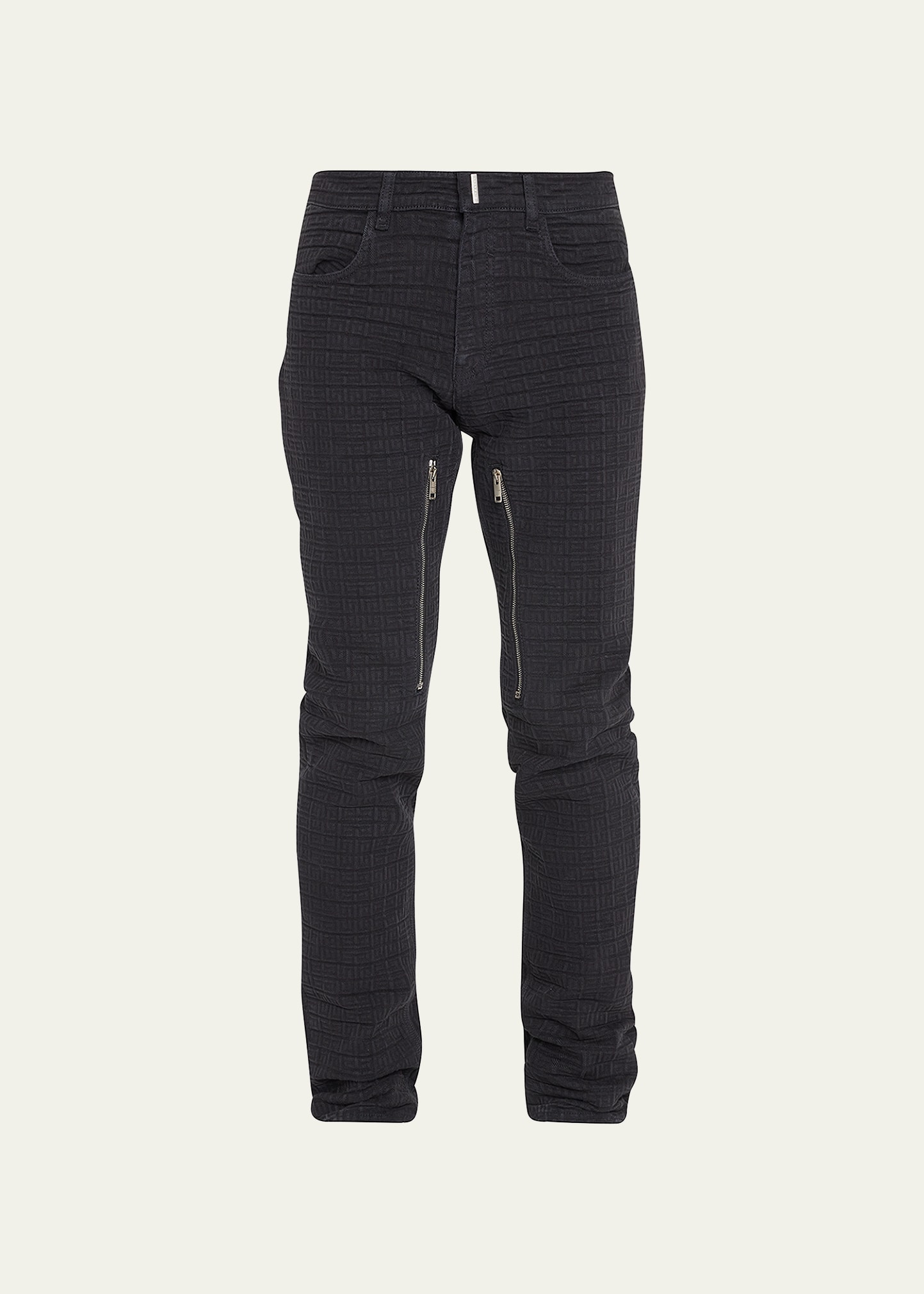 Shop Givenchy Men's 4g Jacquard Denim Trousers In Black