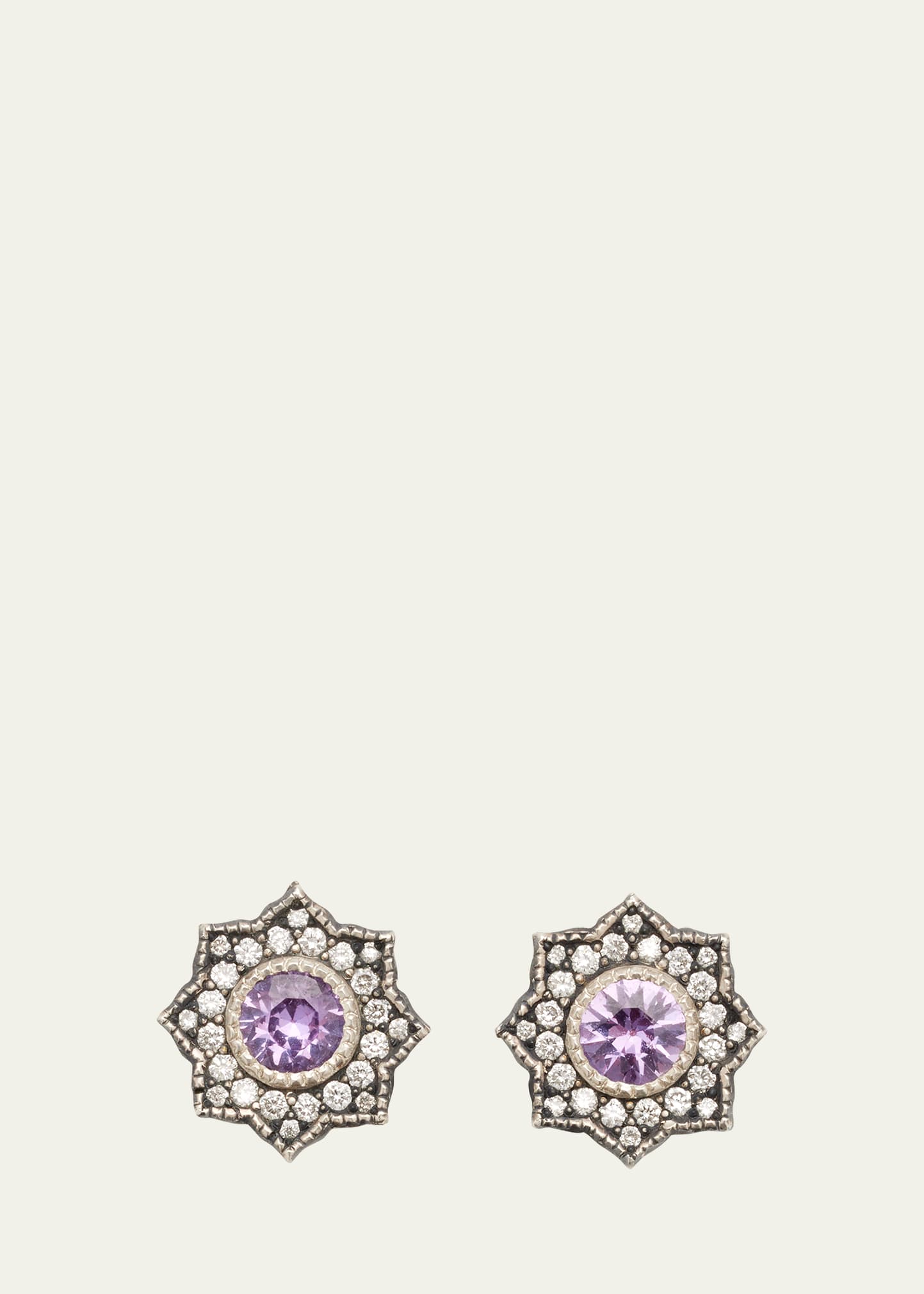 Louiza Stud Earrings in Purple Sapphire and Diamonds
