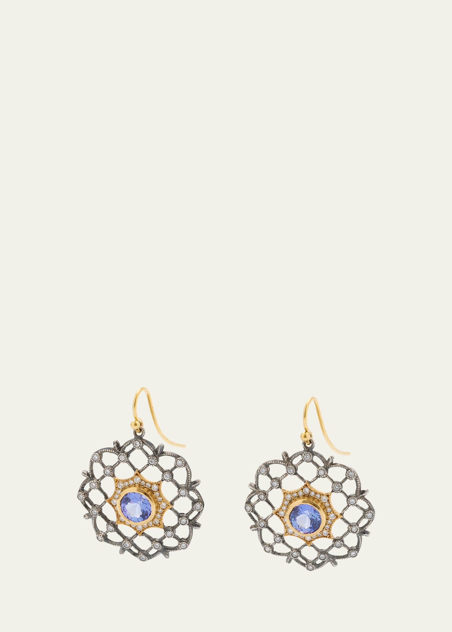 Lattice Earrings with Tanzanite and Diamonds