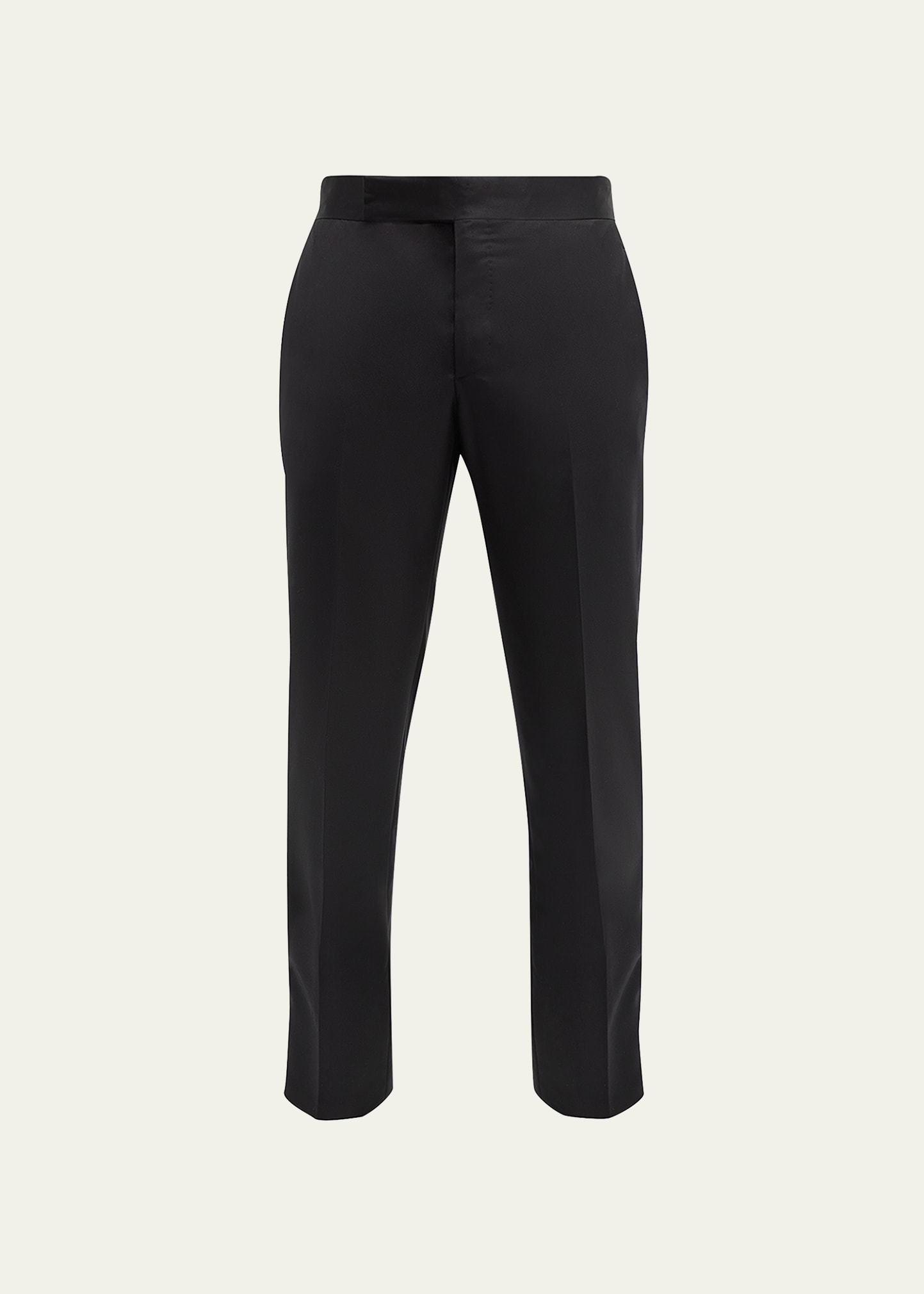 Giorgio Armani Men's Tonal Wool-blend Tuxedo Pants In Solid Black