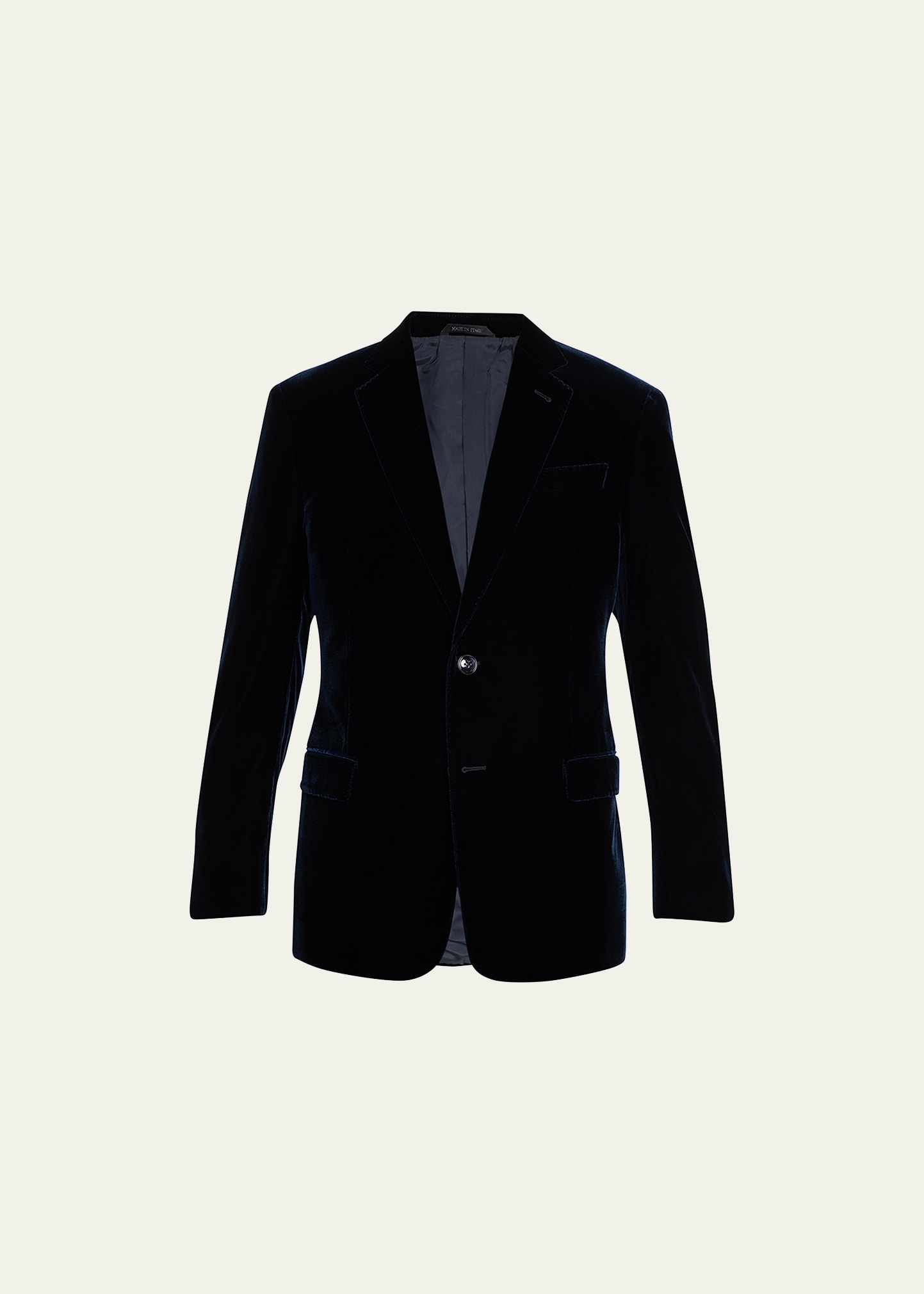 Giorgio Armani Blazer Upton In Velluto In Solid Blue Navy