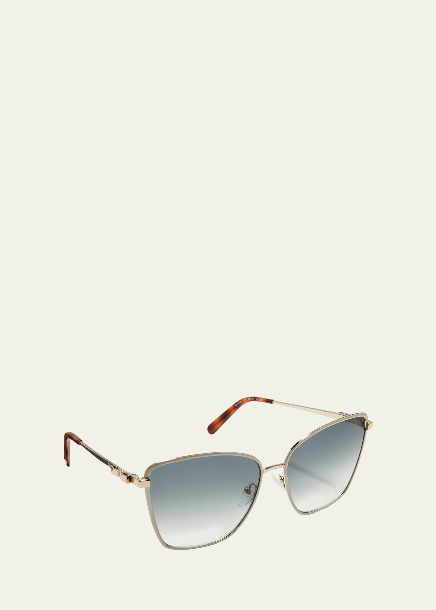 Ferragamo Vara Bow Metal Butterfly Sunglasses In Gold/ivory