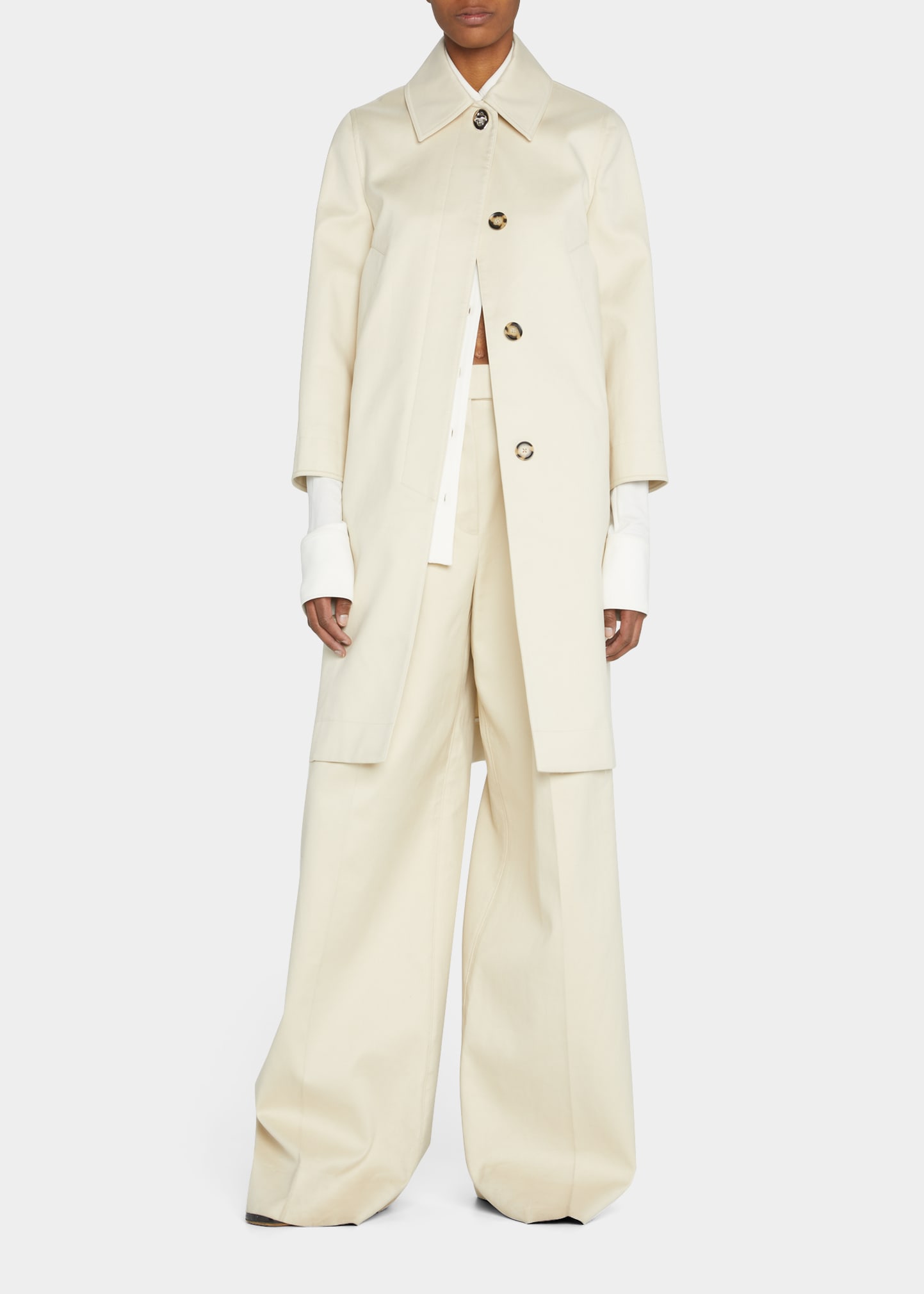 Shop Proenza Schouler Cotton Gabardine Single-breasted Coat In Putty