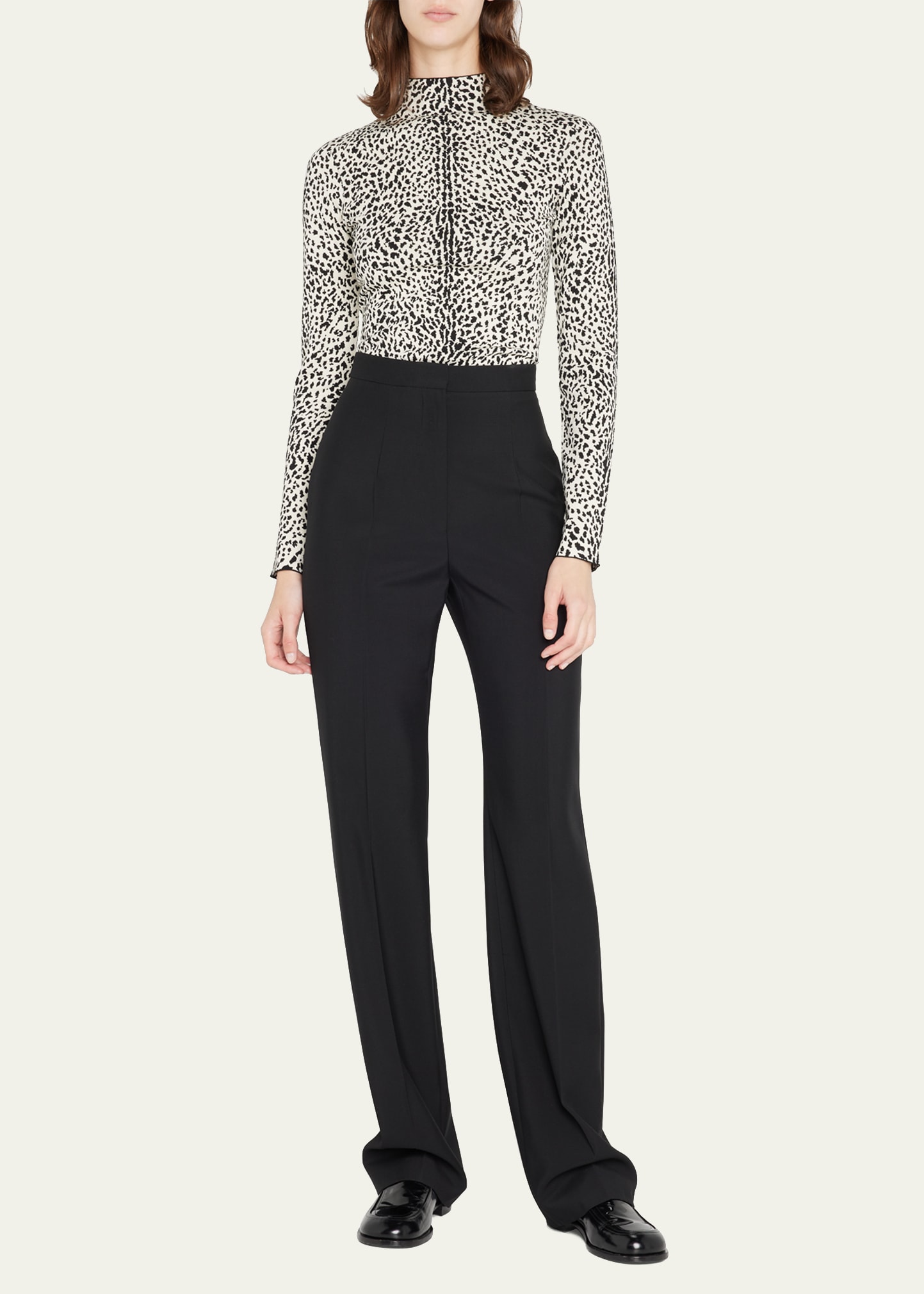 Proenza Schouler Cheetah Jacquard Mock-neck Pullover In Dark Green Multi