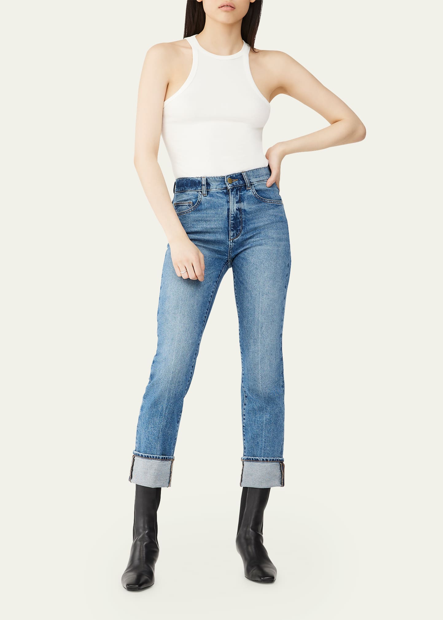 DL Premium Denim Patti Straight High-Rise Vintage Ankle Jeans