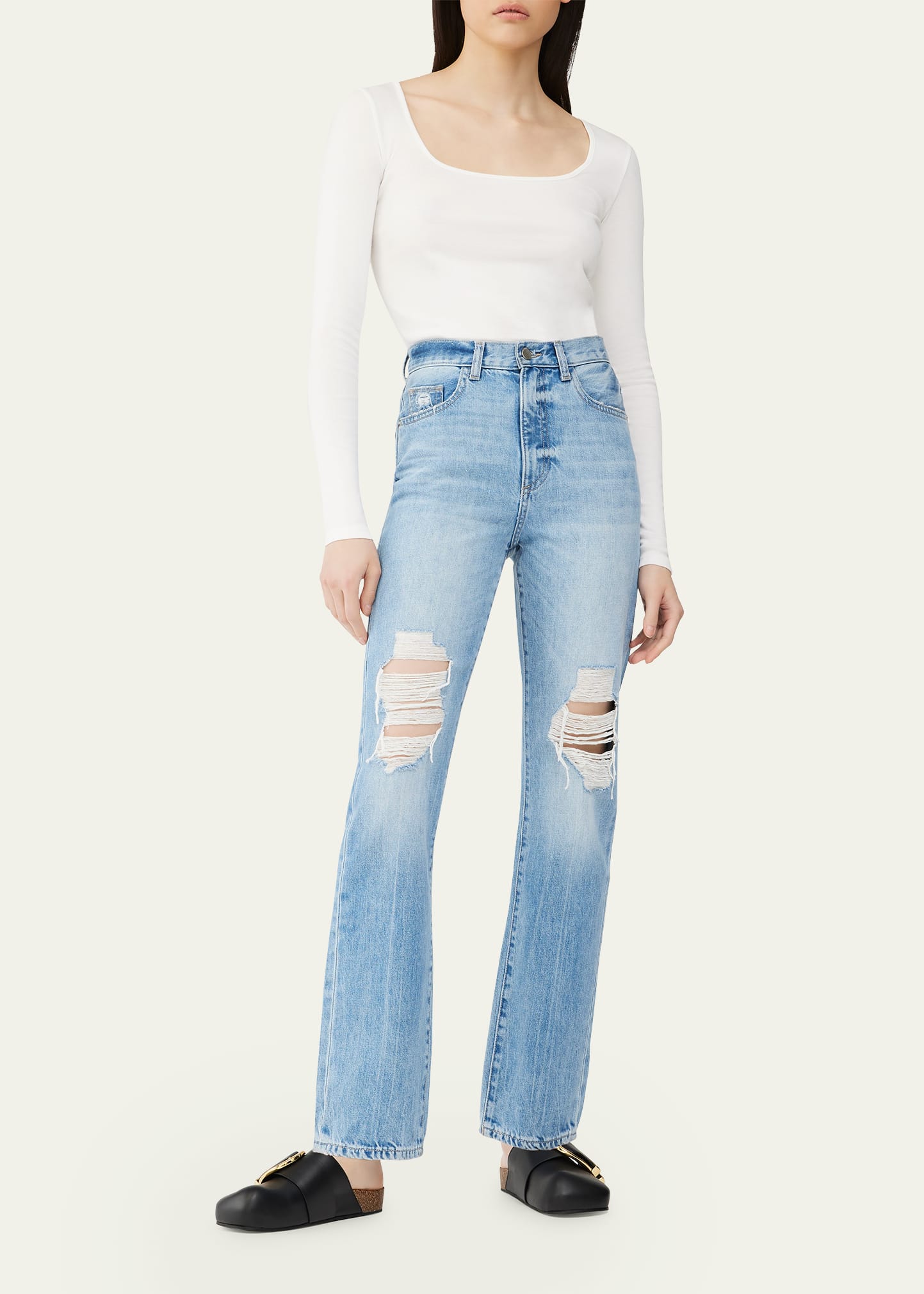 DL Premium Denim Emilie Straight Ultra High-Rise Vintage Jeans