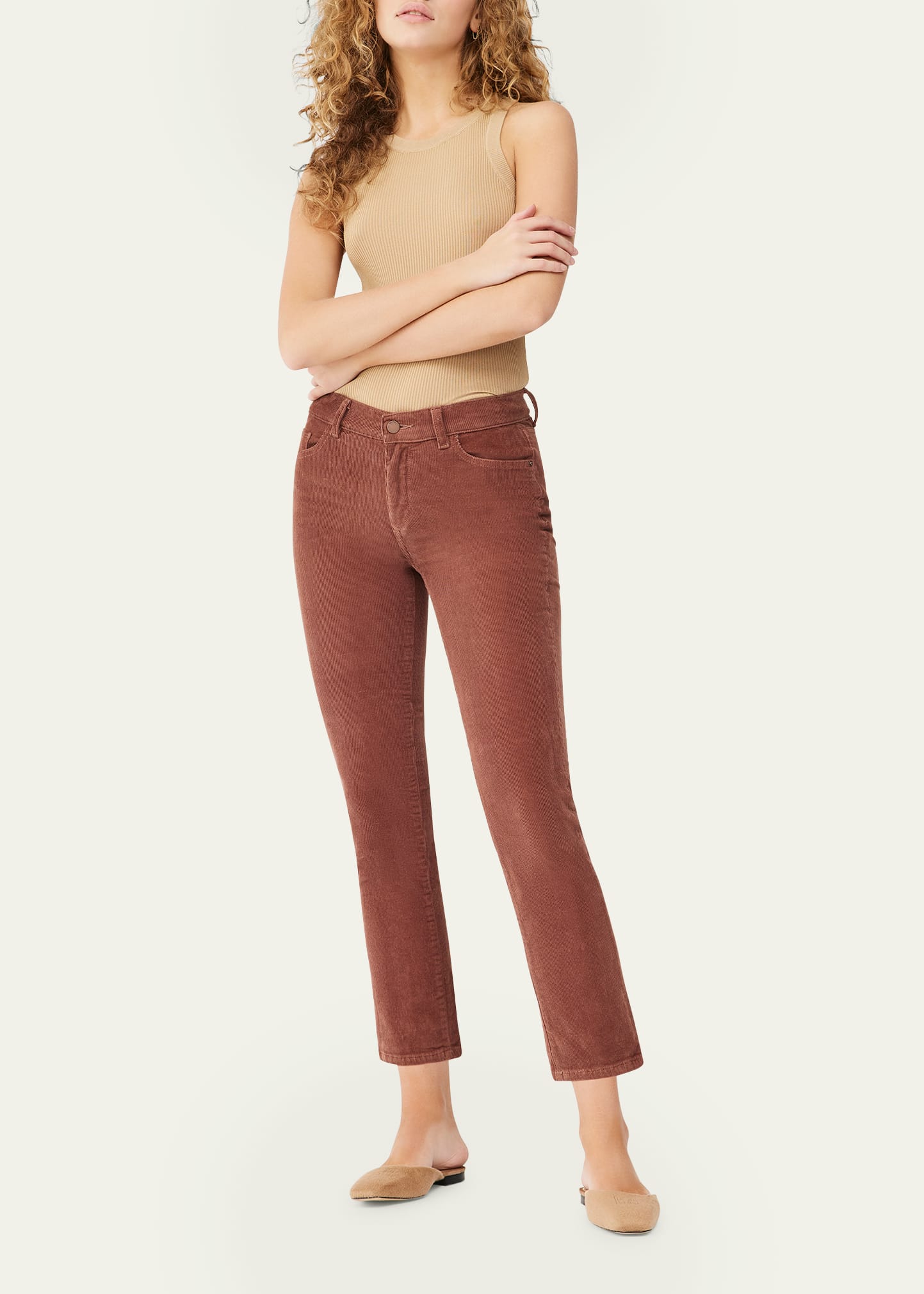 Mara Straight Mid-Rise Instasculpt Corduroy Ankle Pants