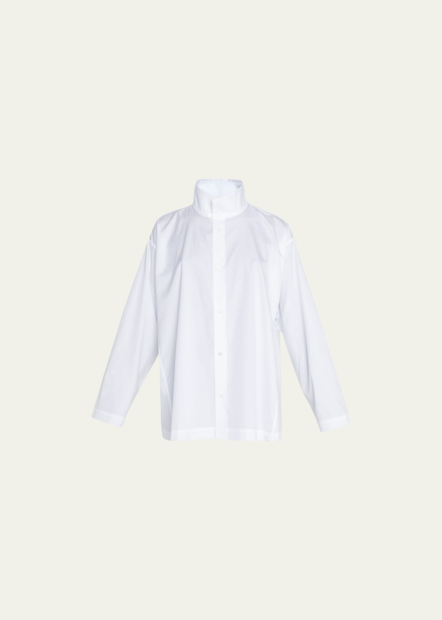 Side-Paneled Two-Collar Poplin Shirt (Mid Plus Length)