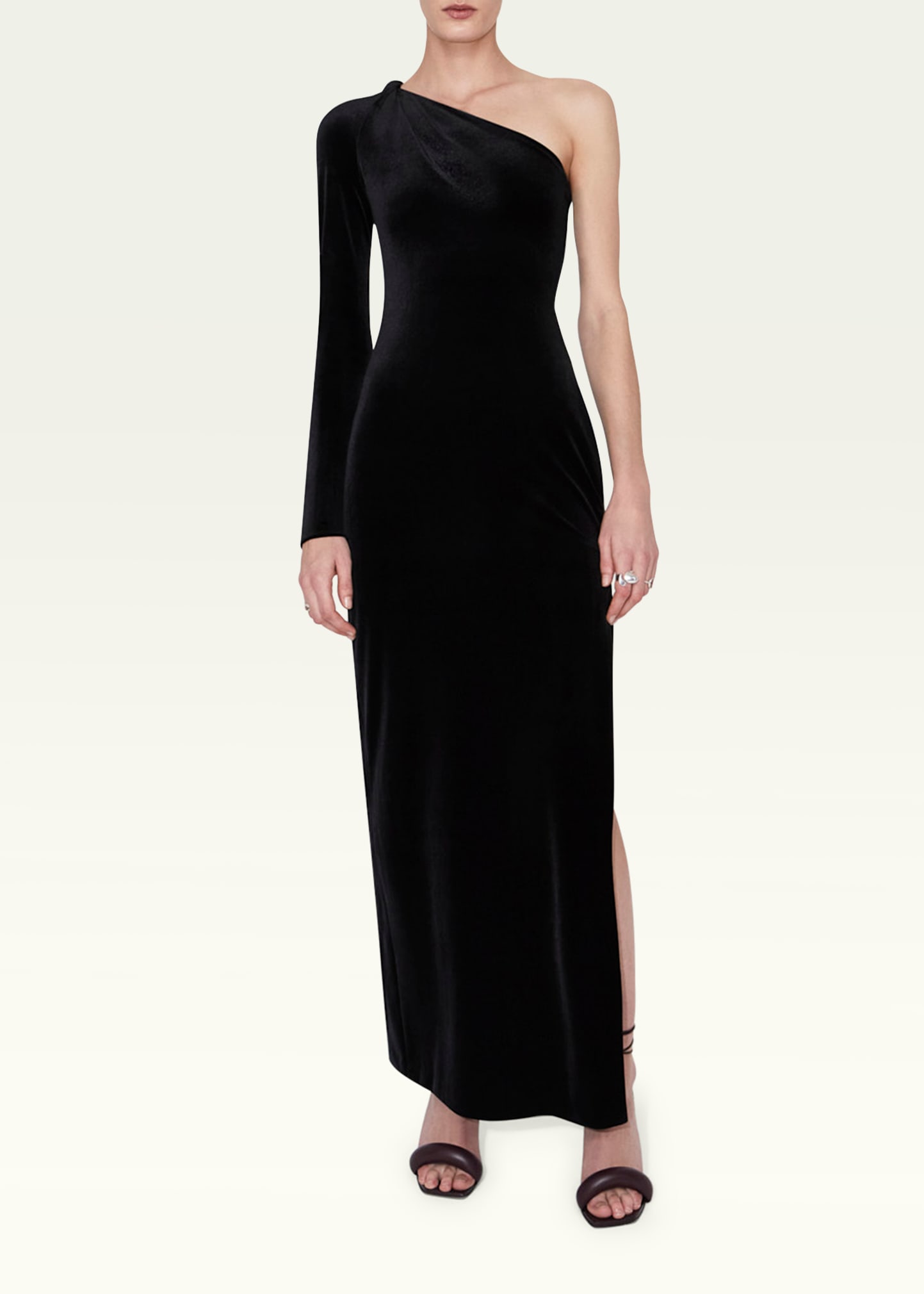 Galvan Kilter One-shoulder Column Dress In 001black