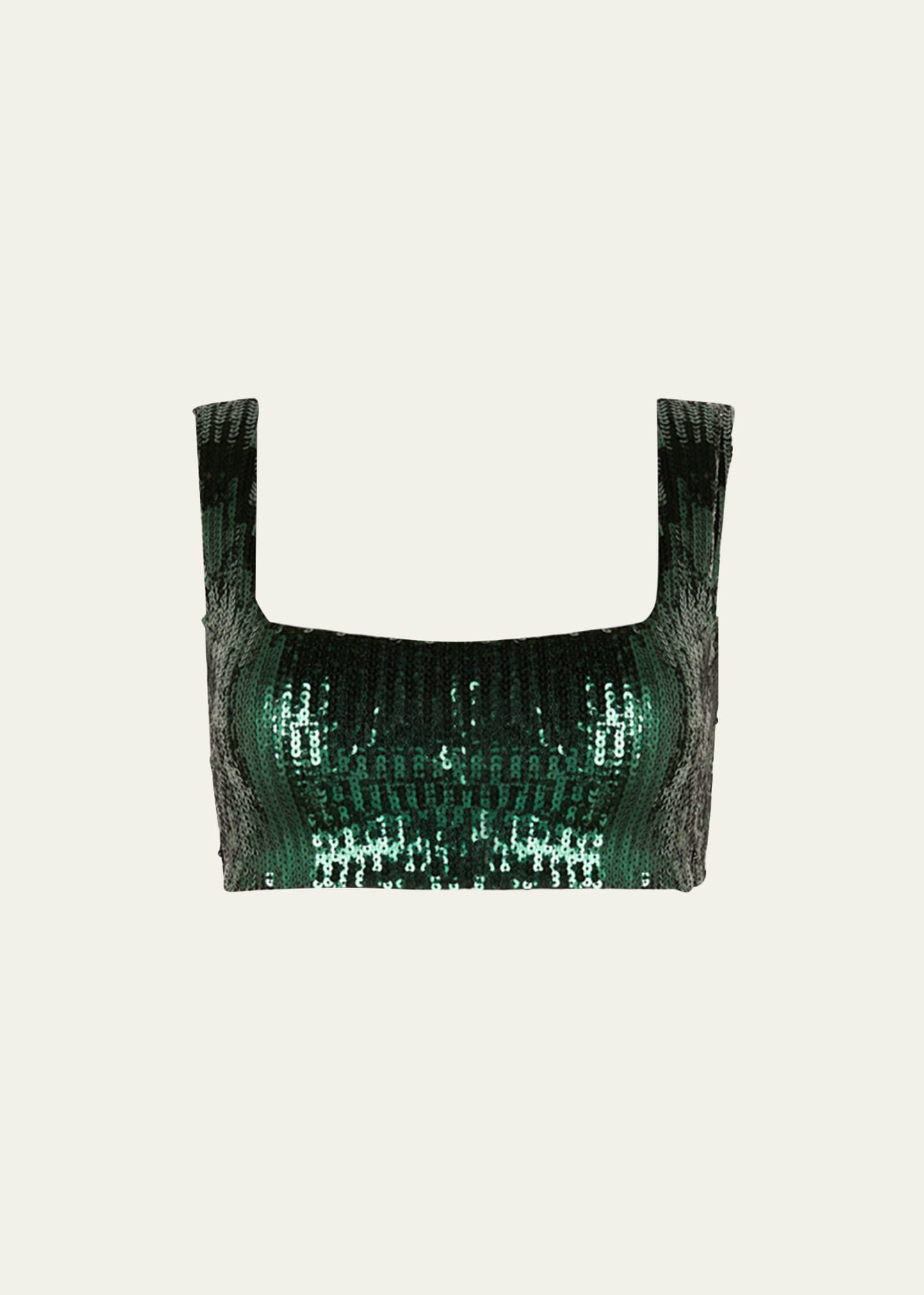 Galvan Beating Heart Sequin-embellished Crop Top In 349 Evergreen