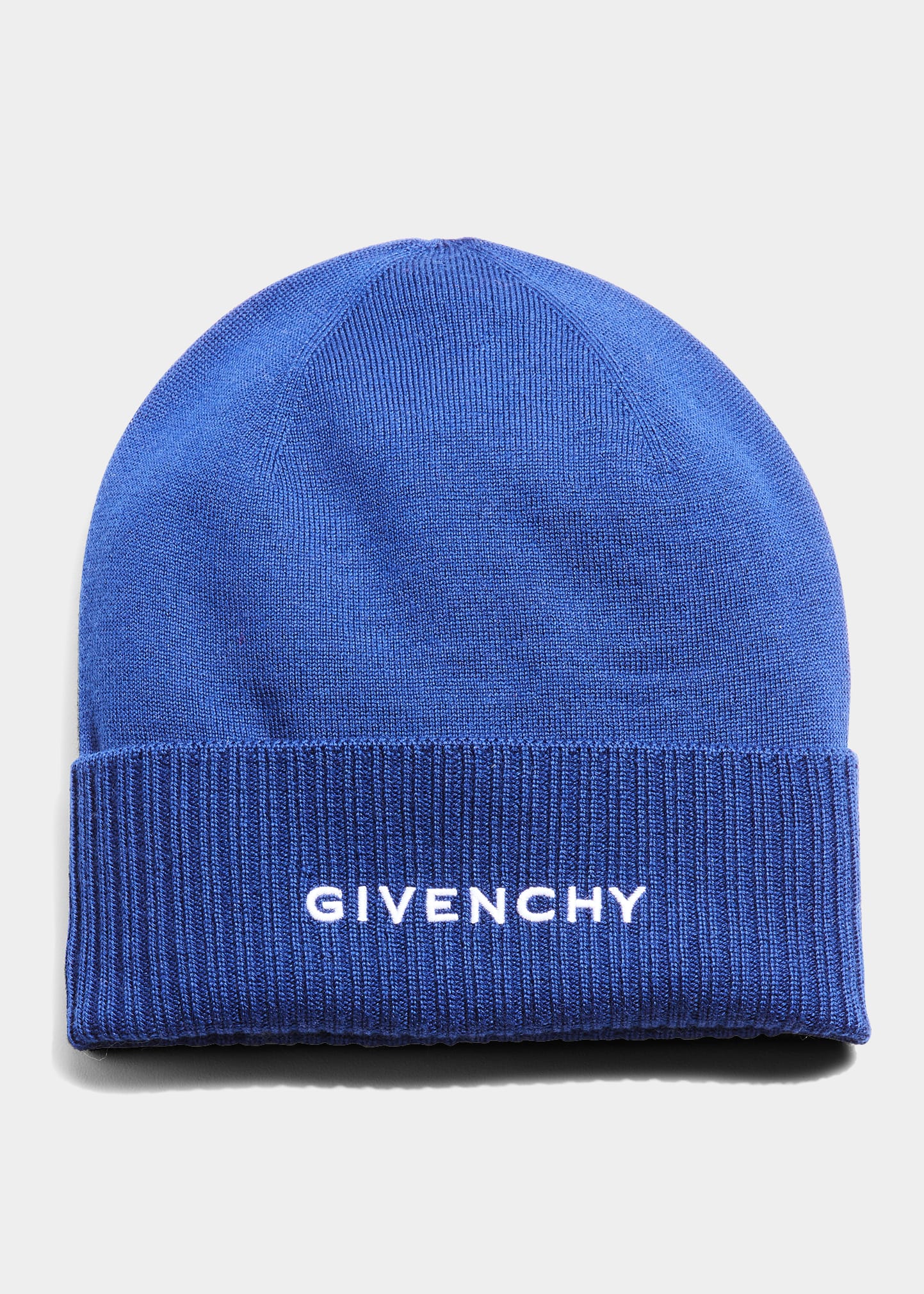 Givenchy Men's Embroidered Logo Wool Beanie Hat In Ocean Blue