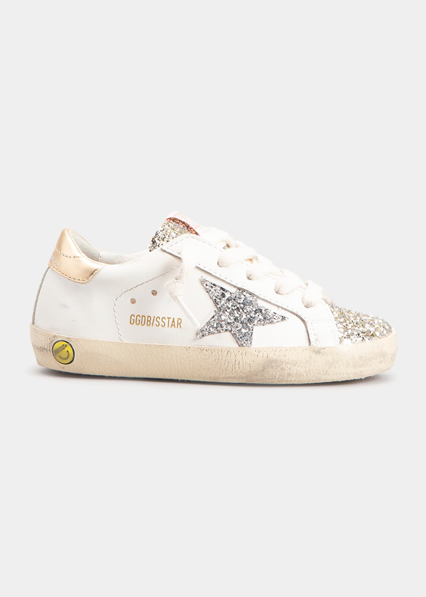 Golden Goose Kids' Girl's Super Star Glitter Trim Leather Sneakers, Baby/toddlers