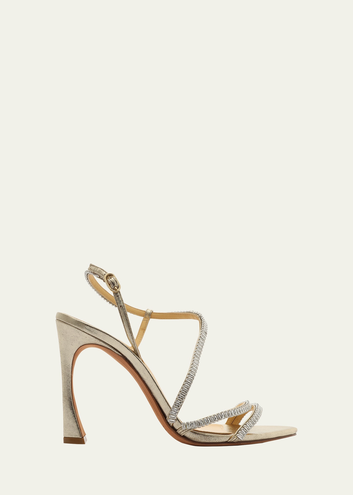 Shop Alexandre Birman Alana Metallic Crystal Slingback Sandals In Golden