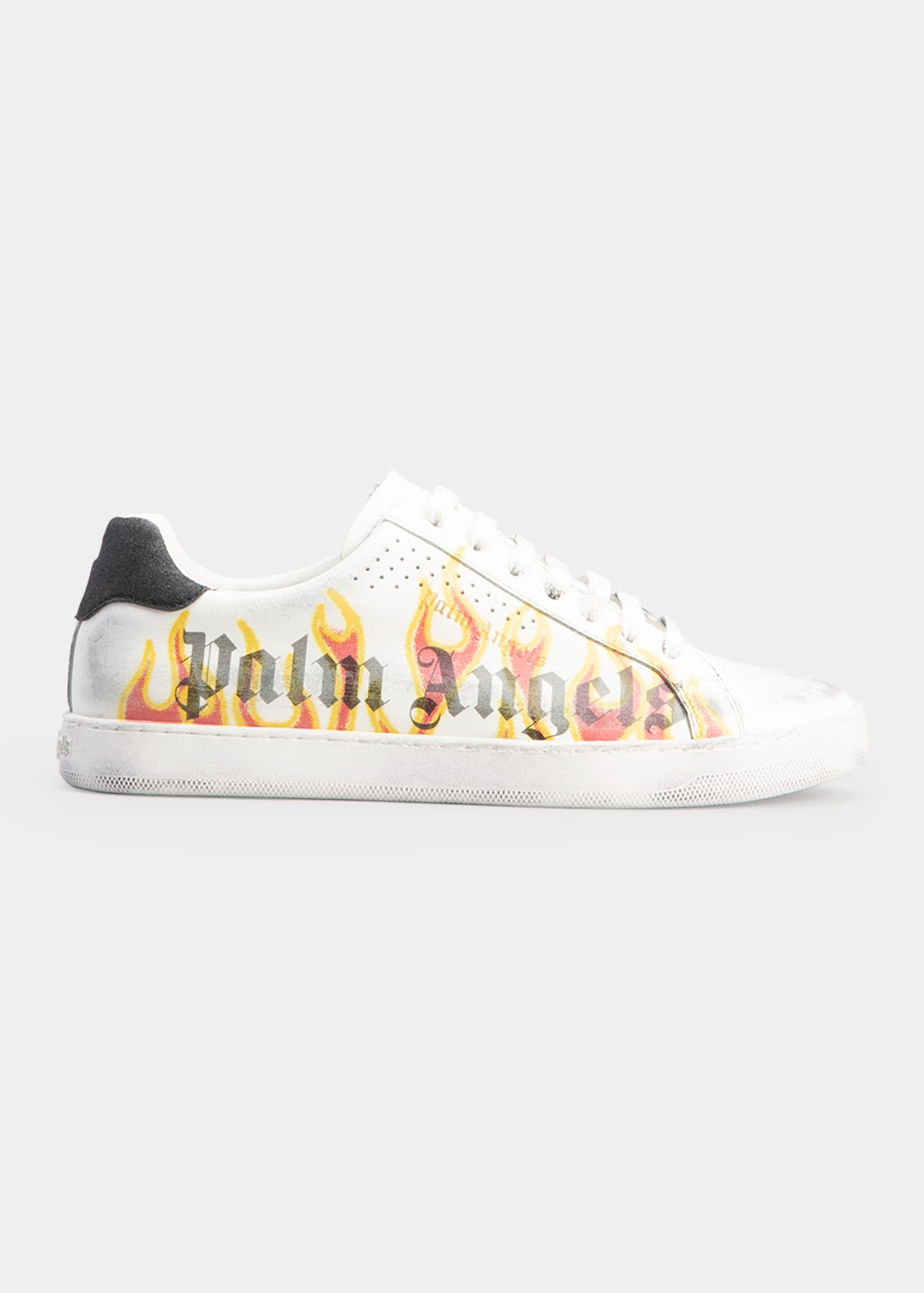 Palm Angels Spray Print Flame Logo Sneakers In Neutral