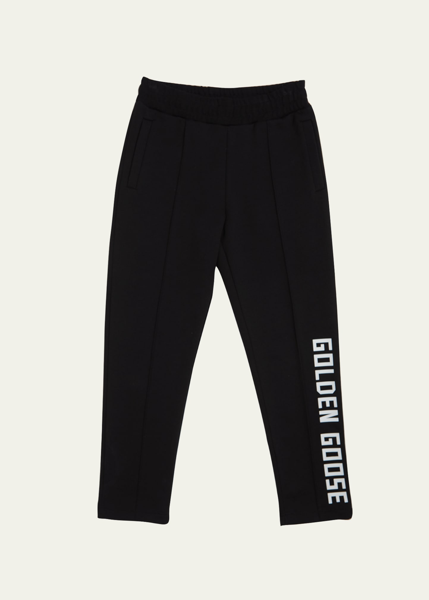 Shop Golden Goose Boy's Logo-print Tapered Joggers In Black/white