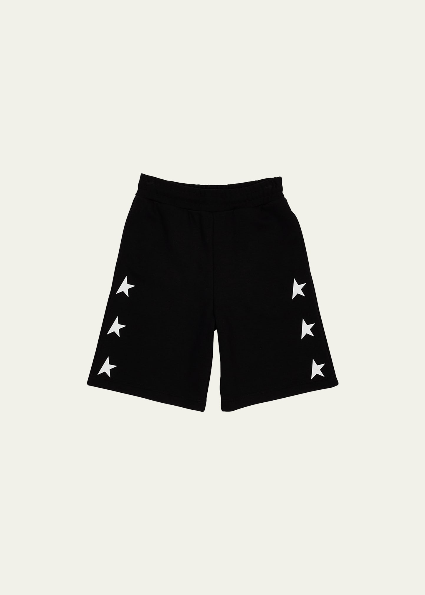 Golden Goose Kids' Boy's Star-printed Wide Leg Shorts In Black/white