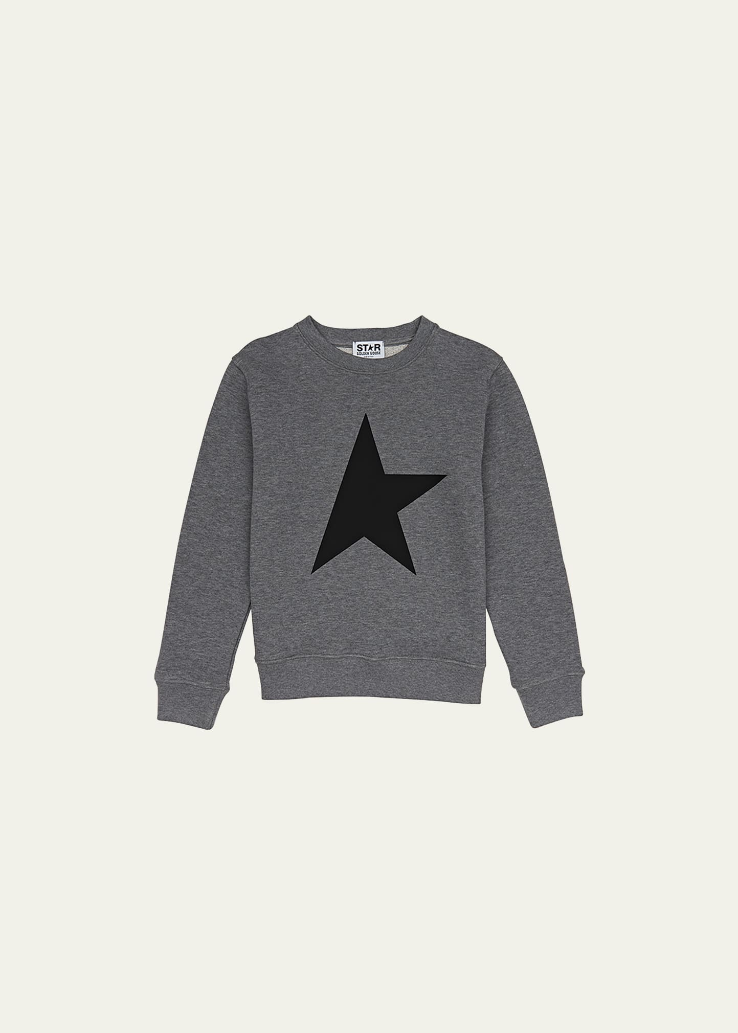 Shop Golden Goose Boy's Crewneck Star Sweatshirt In Grey Melange/blk