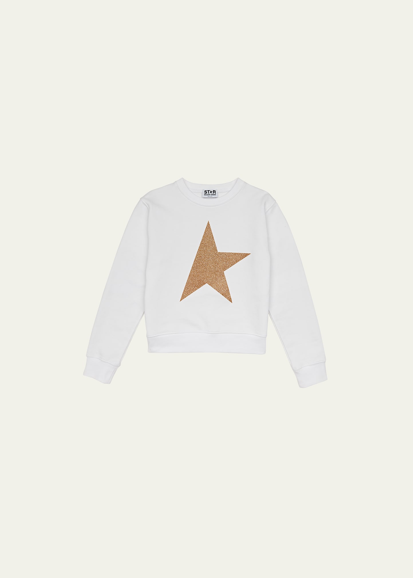 Golden Goose Kids Star Printed Crewneck Sweatshirt In White Gold