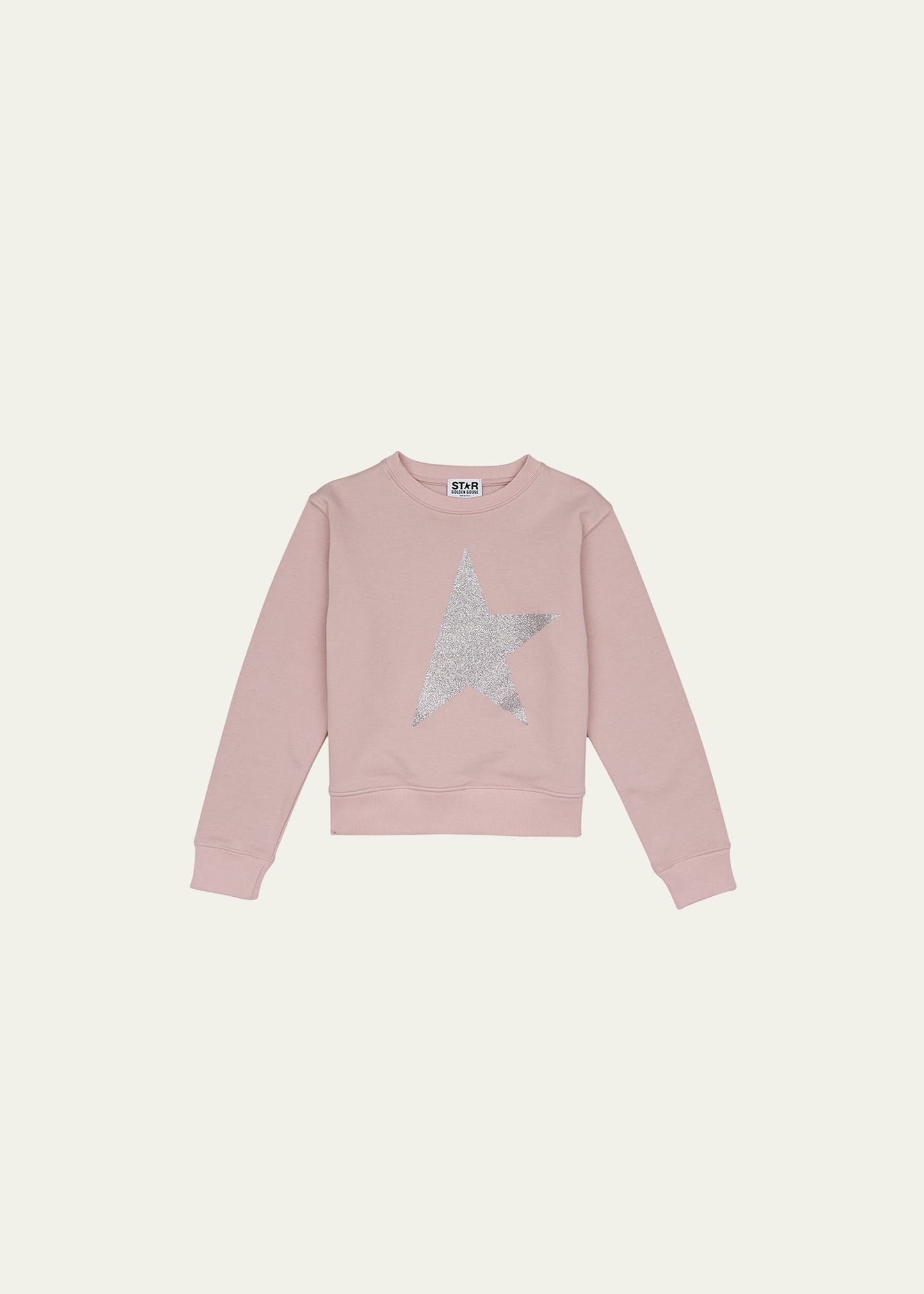 Golden Goose Glitter Star-patch Cotton Sweatshirt In Pink/silver
