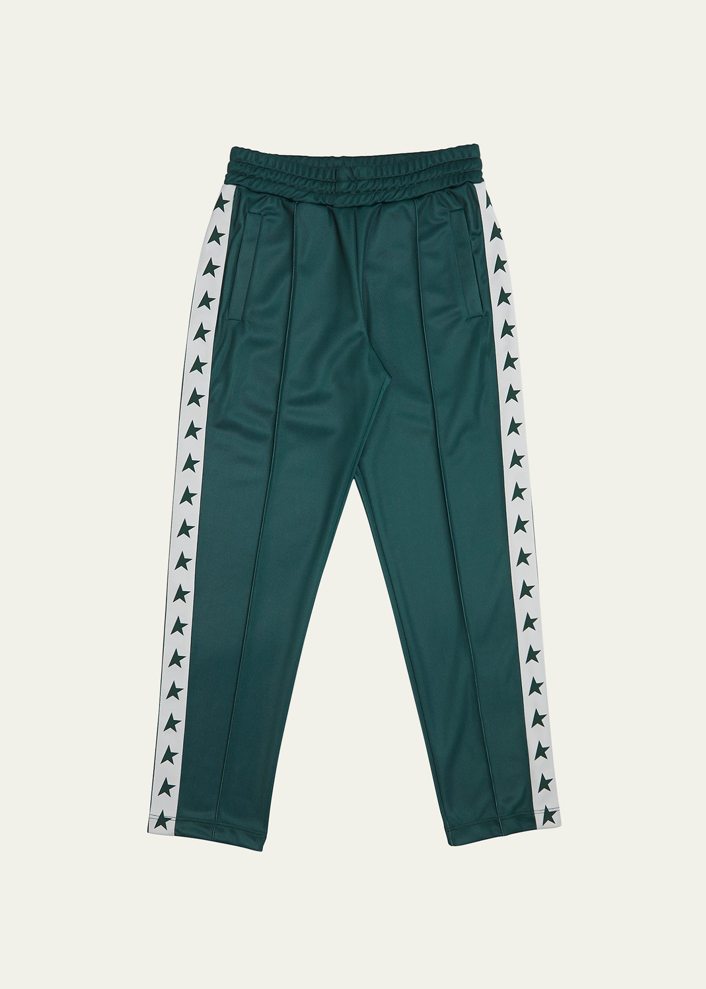 Golden Goose Kids' Boy's Star Tapered Joggers In Green White