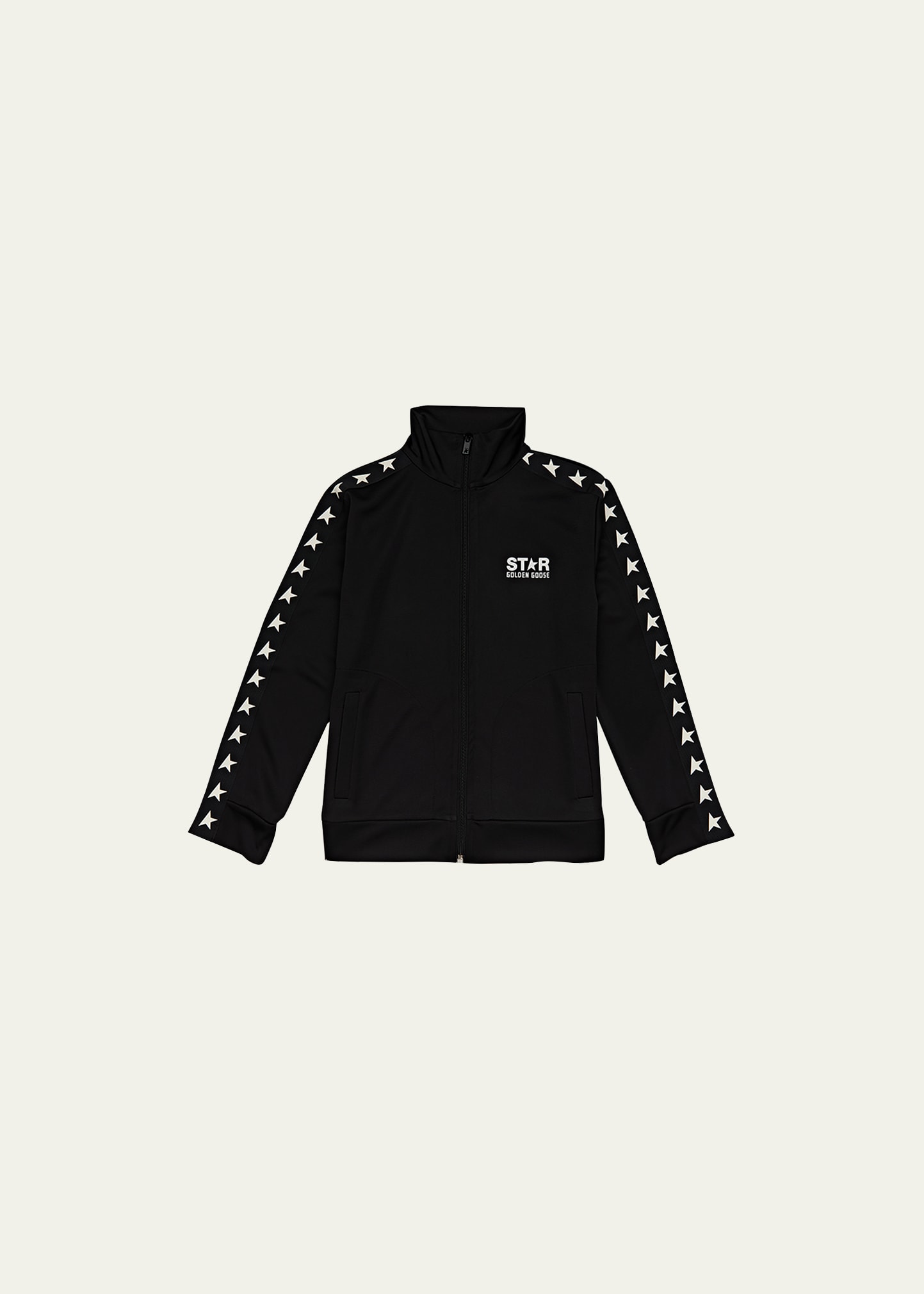 Golden Goose Boy's Zipped Star-printed Track Jacket In Dark Blue White