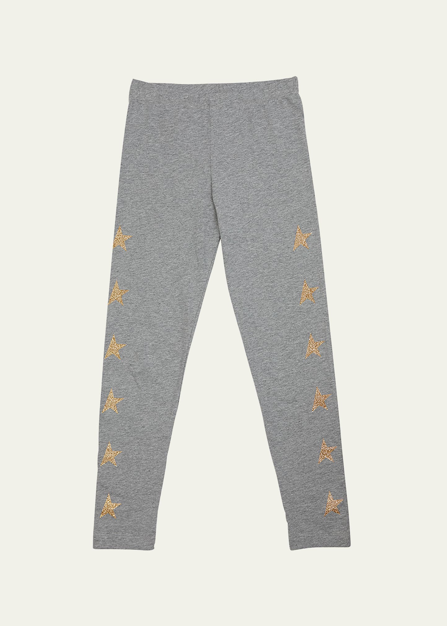 Shop Golden Goose Girl's Embellished Star Leggings In Grey Melange/gold