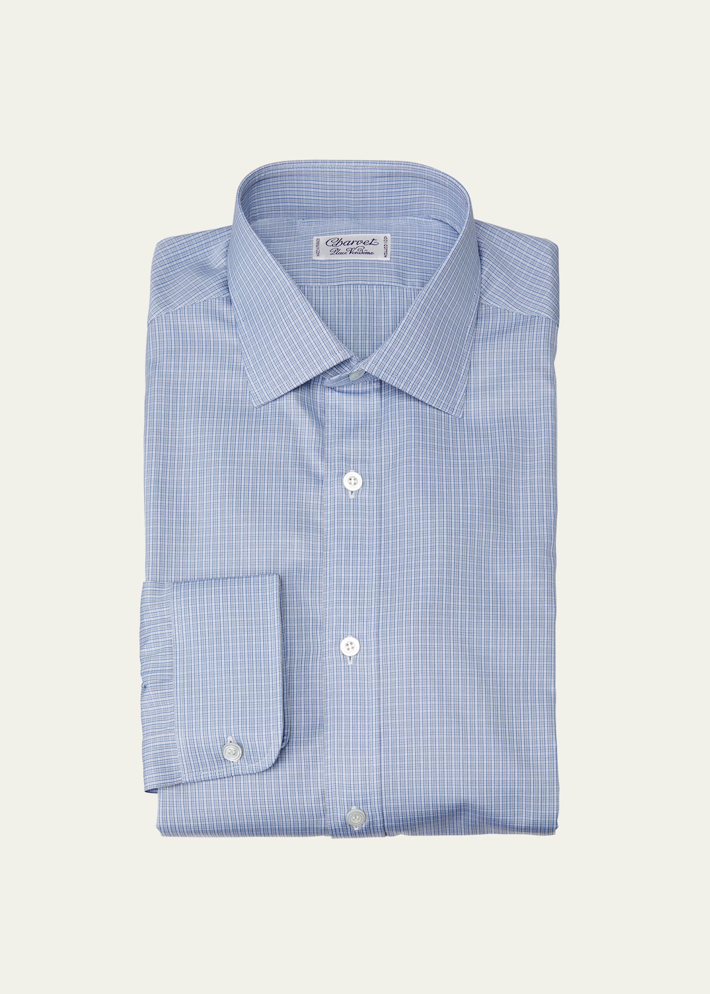 Charvet Men's Micro-check Cotton Dress Shirt In Dark Blue