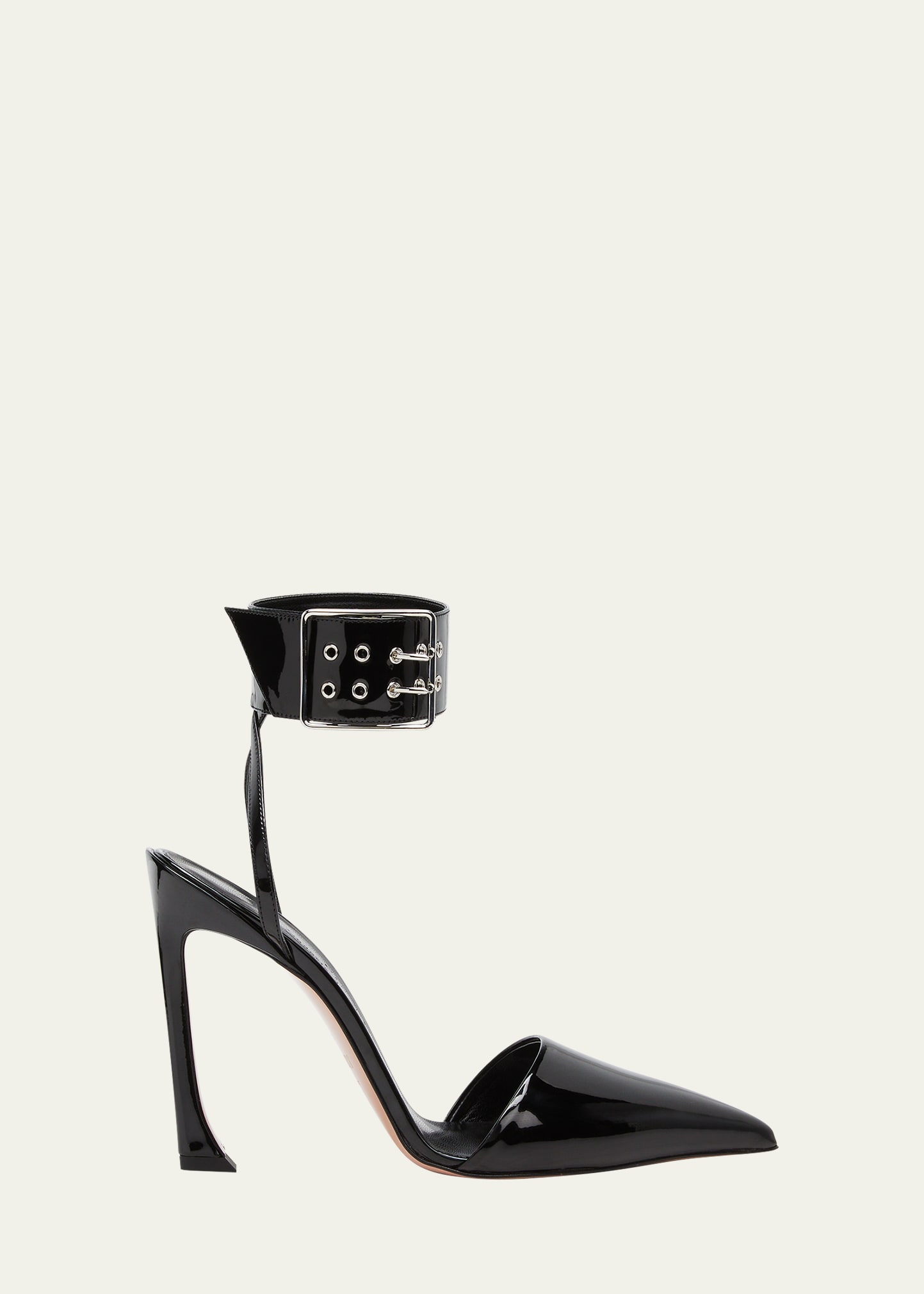 Fame Vegan Patent Buckle-Cuff Pumps