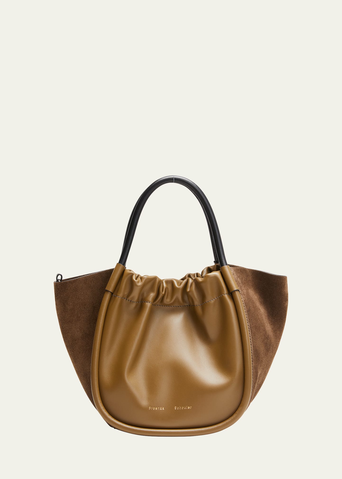 Small Ruched Mix Leather Tote Bag
