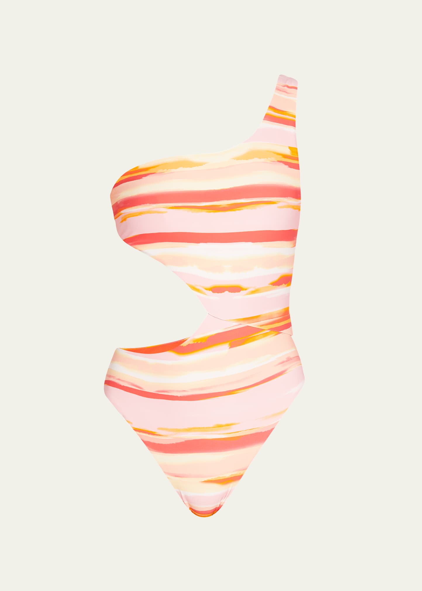 Milly Cabana Sunset Stripe Cutout One-Piece Swimsuit