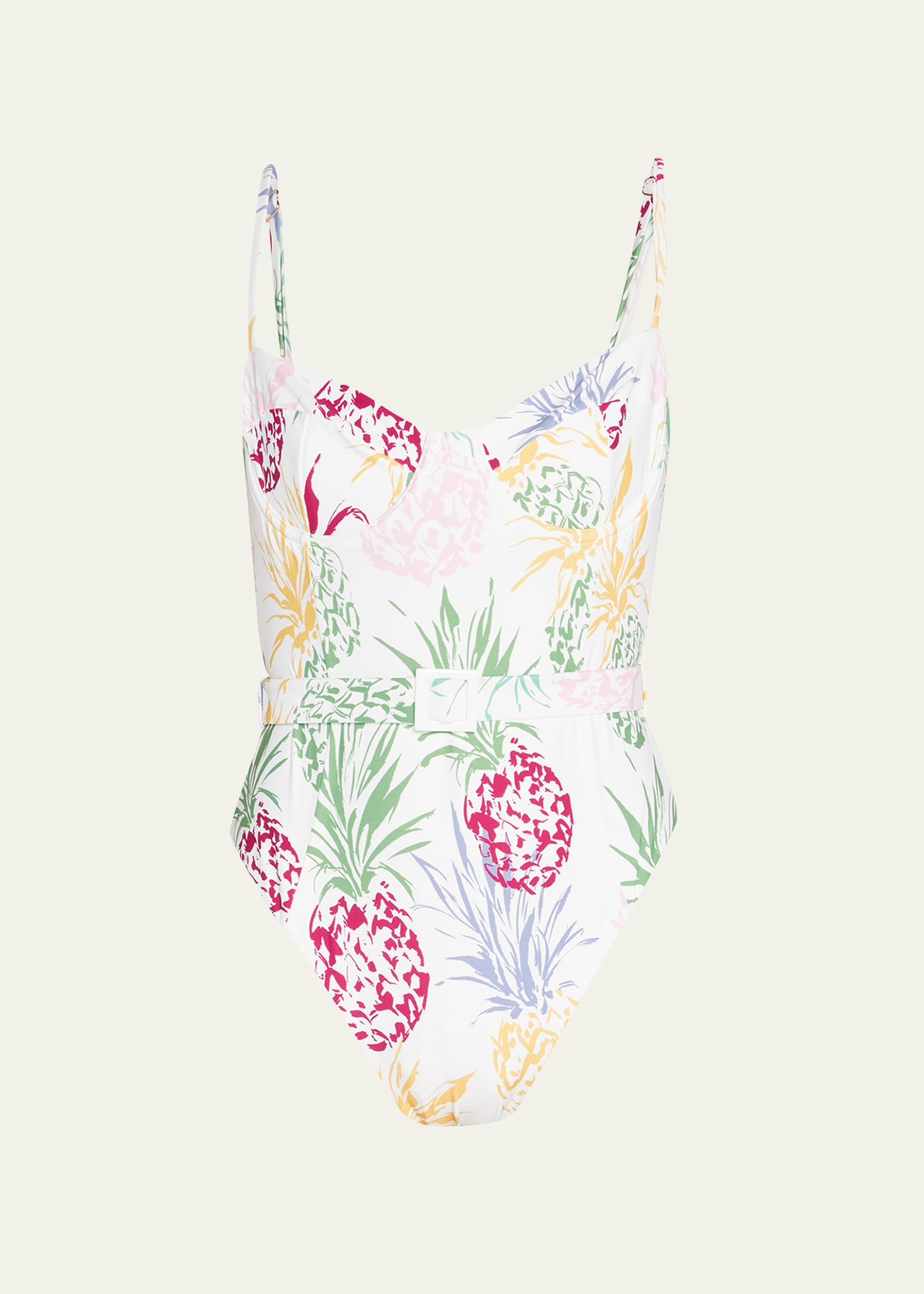 Milly Cabana Tropical Pineapple Belted One-Piece Swimsuit