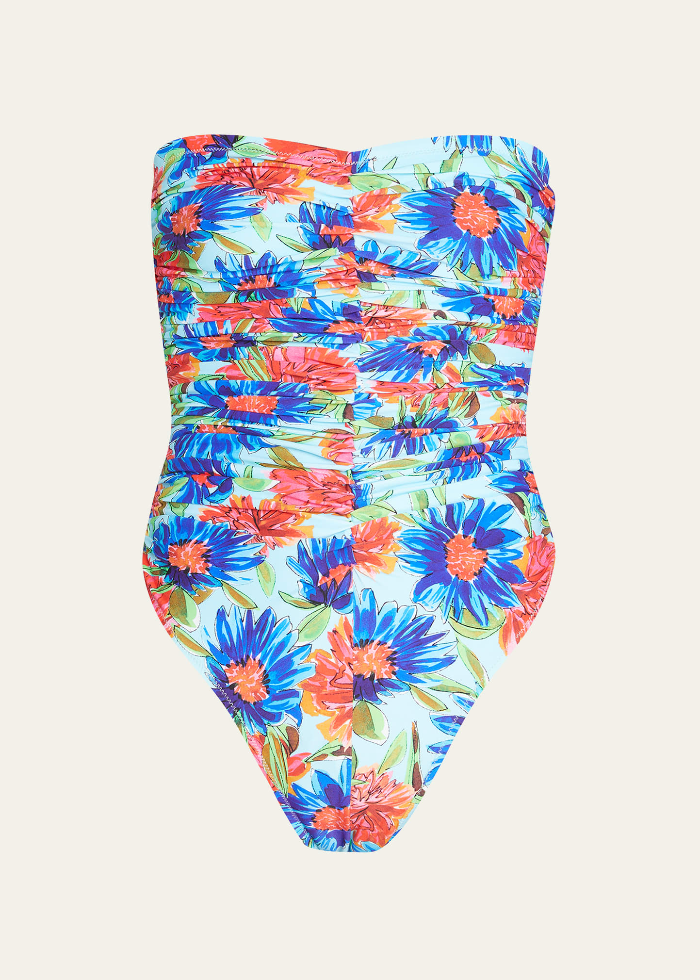 Milly Cabana Dahlia Floral Ruched One-piece Swimsuit In Multi