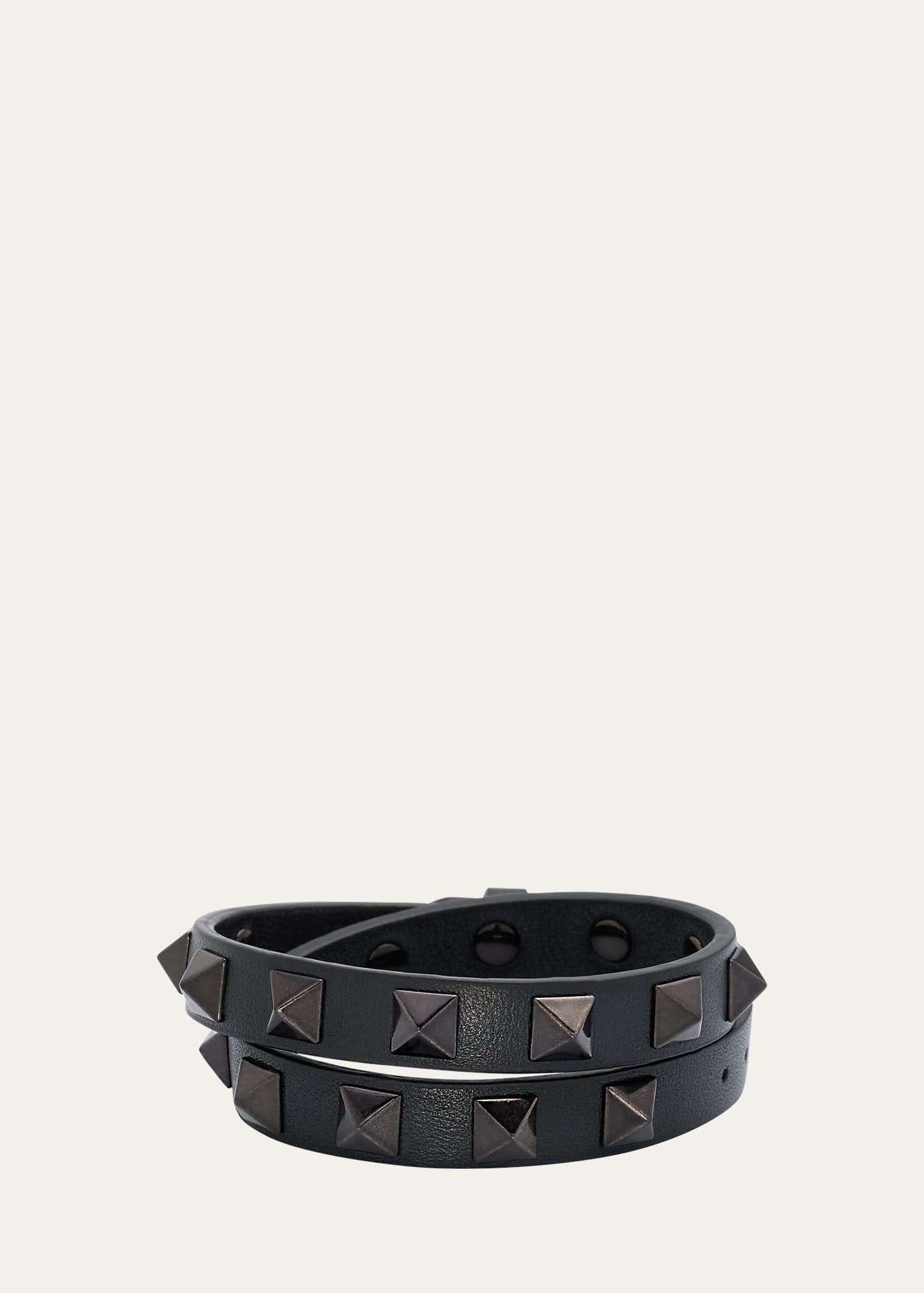 Rockstud Tonal Double Strap Leather Bracelet