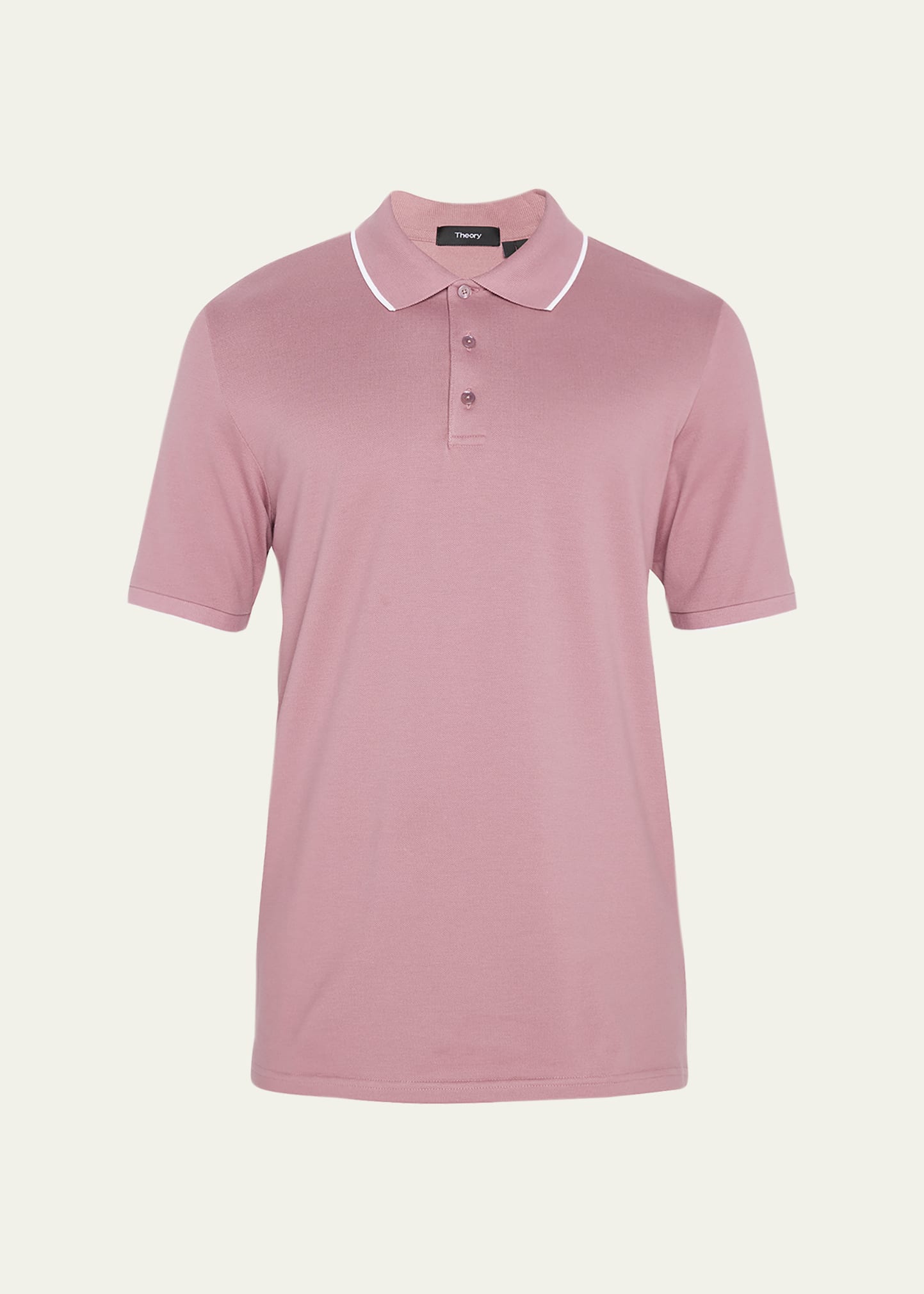 Theory Men's Tipped Pique Polo Shirt In Purple/ivory
